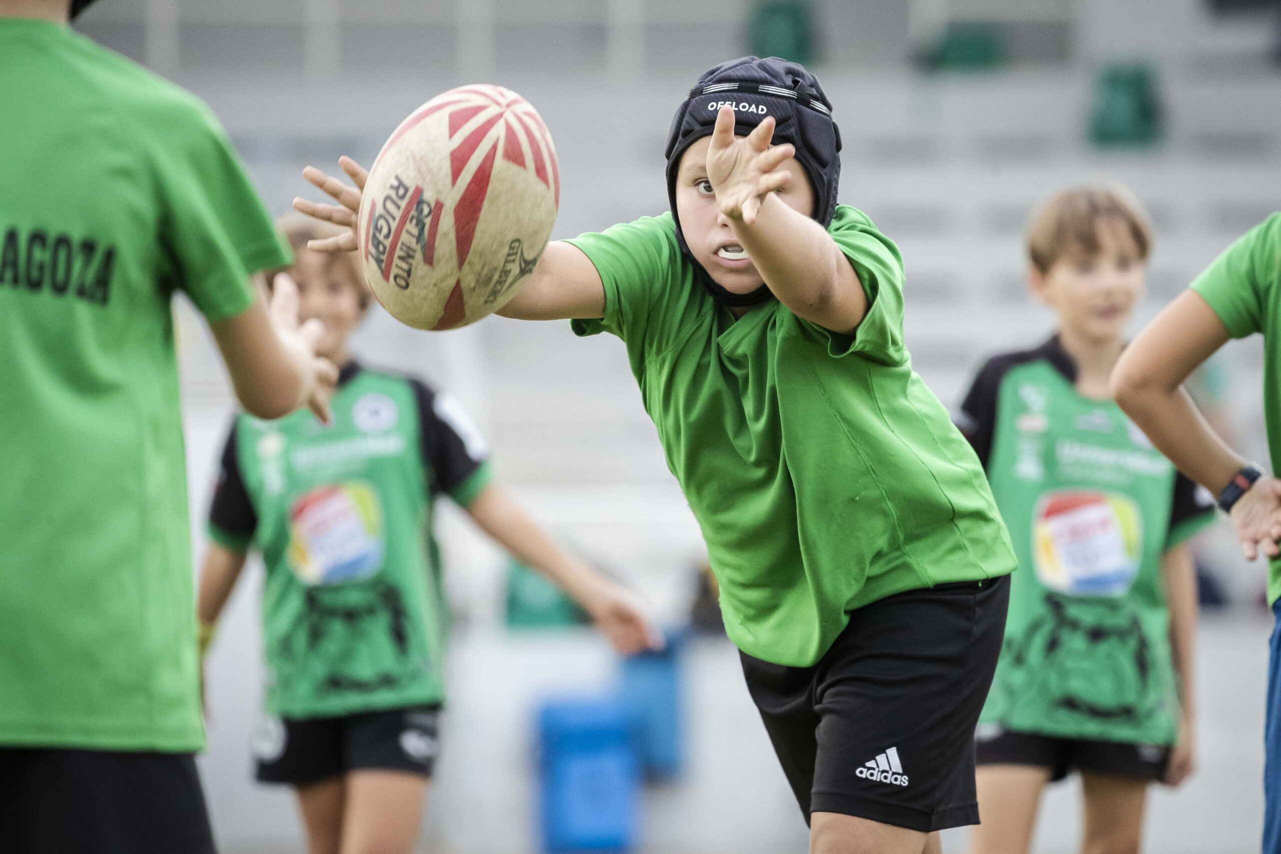 Primer entrenamiento de escuelas del CD Universitario Rugby Zaragoza.