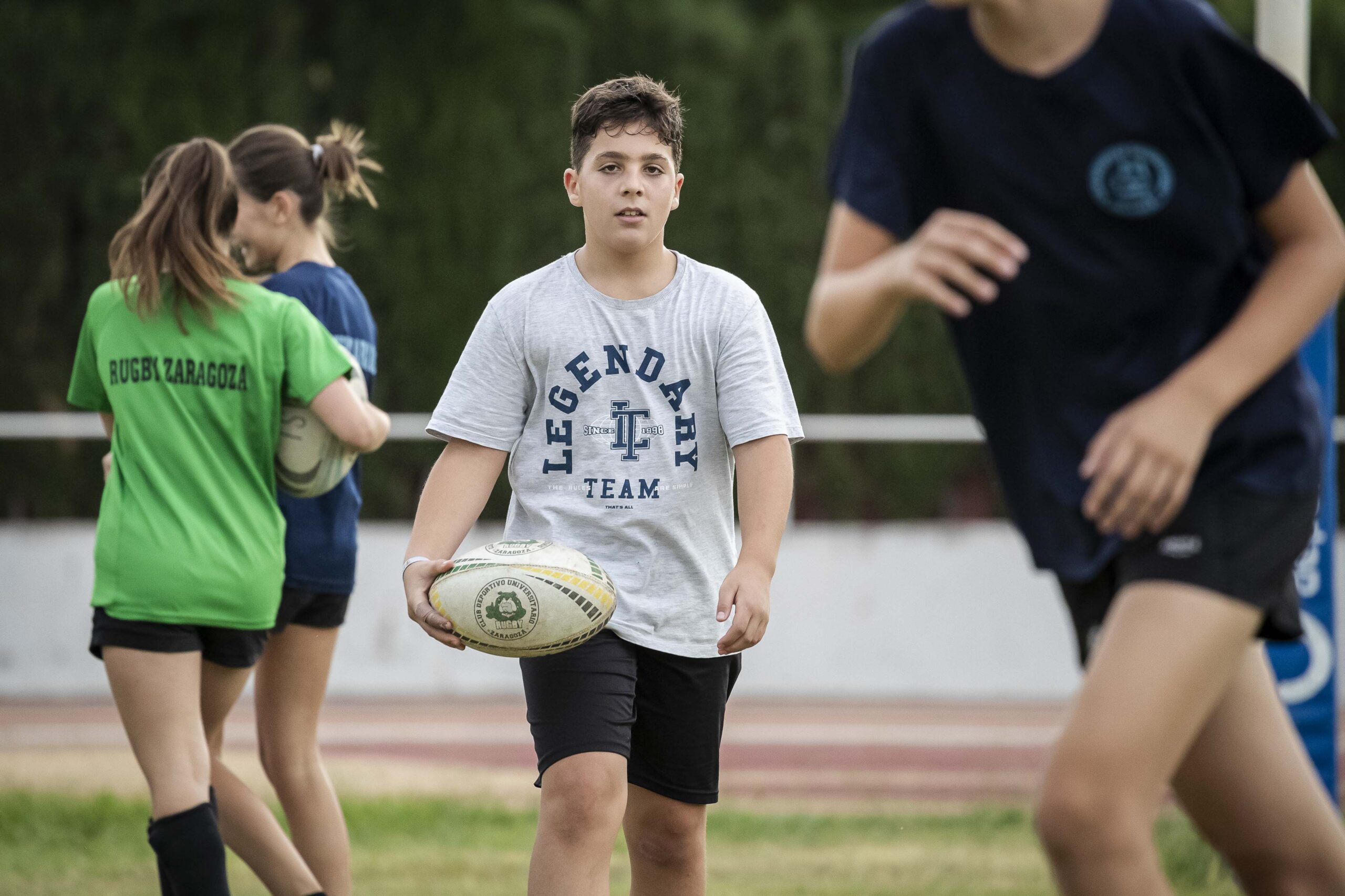 Primer entrenamiento de escuelas del CD Universitario Rugby Zaragoza.