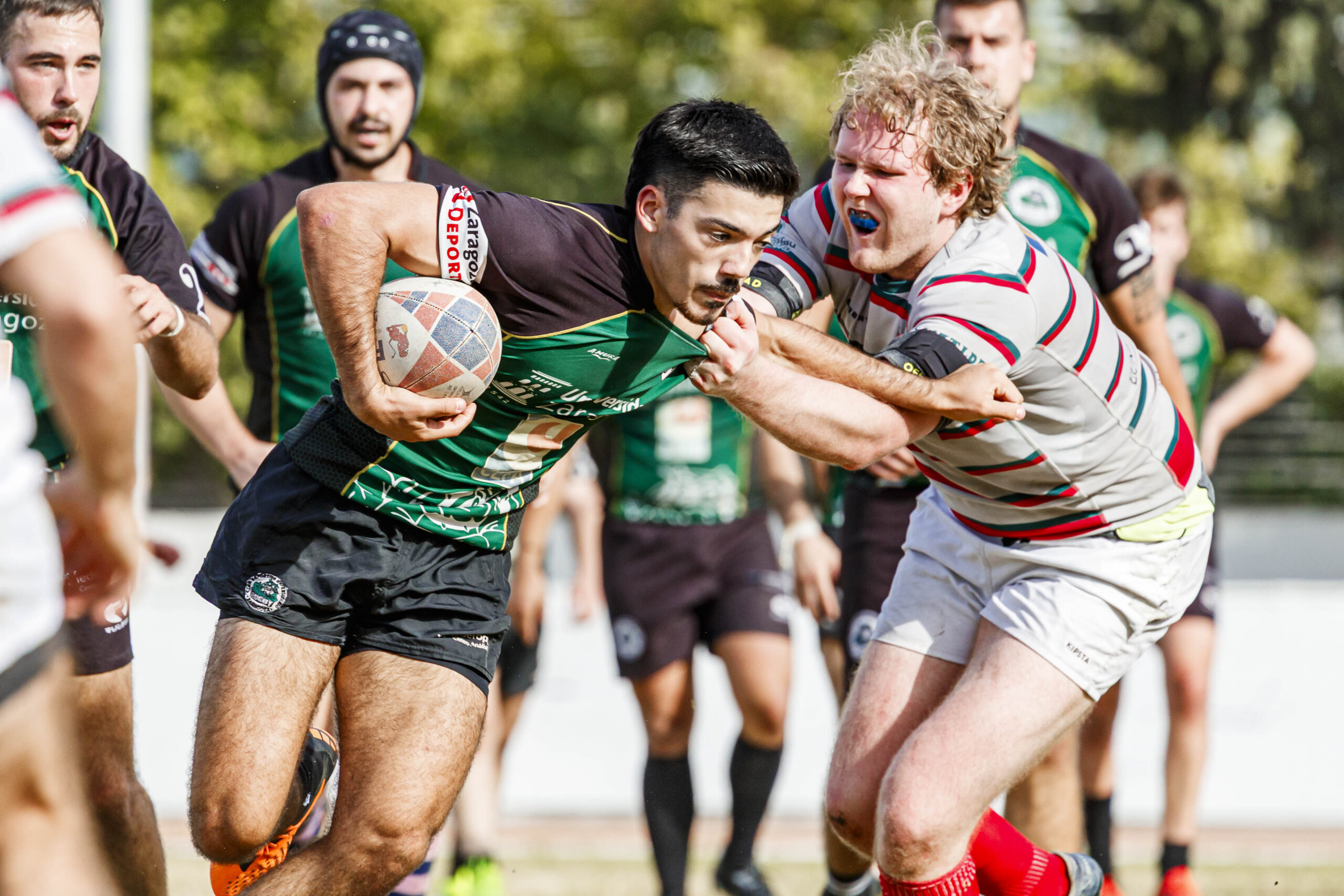Partido amistoso de pretemporada entre el CD Universitario Rugby Zaragoza (CEFA Unizar) e Iruña Rugby Club