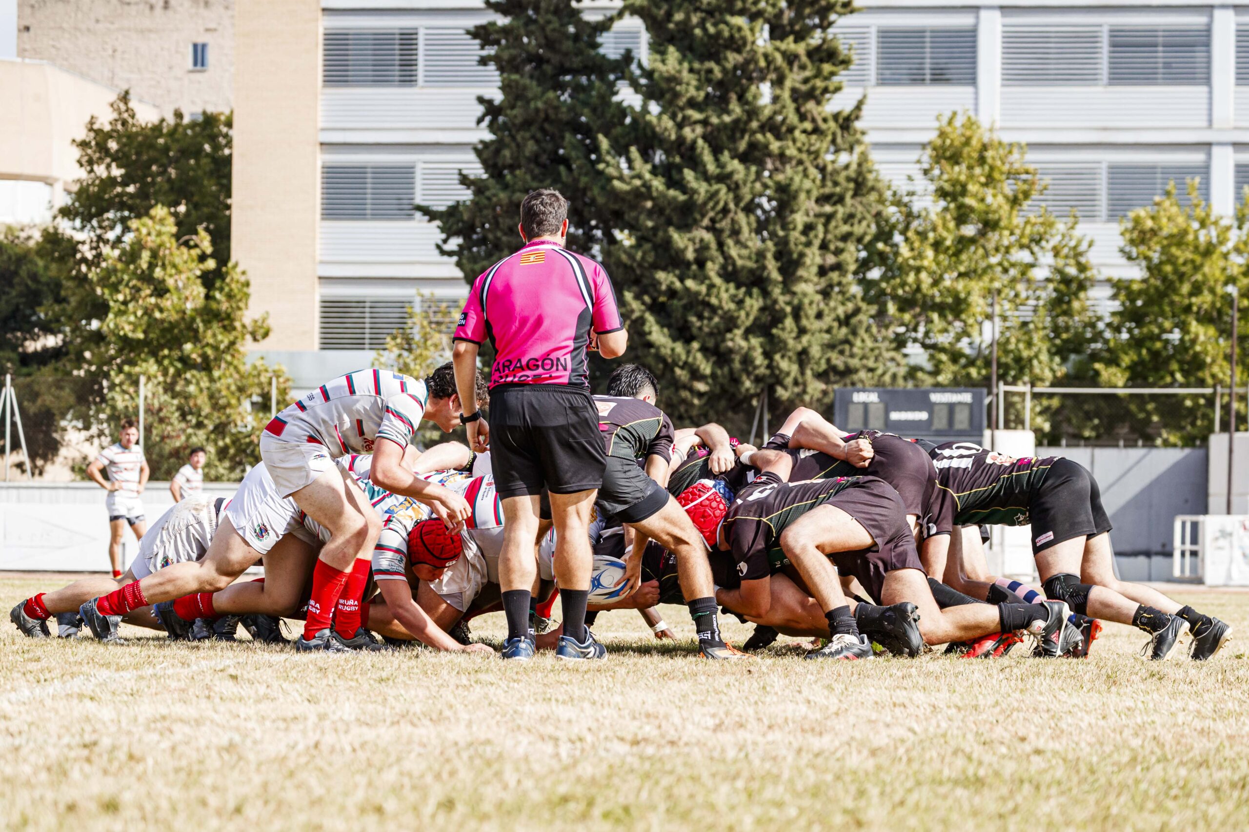Partido amistoso de pretemporada entre el CD Universitario Rugby Zaragoza (CEFA Unizar) e Iruña Rugby Club