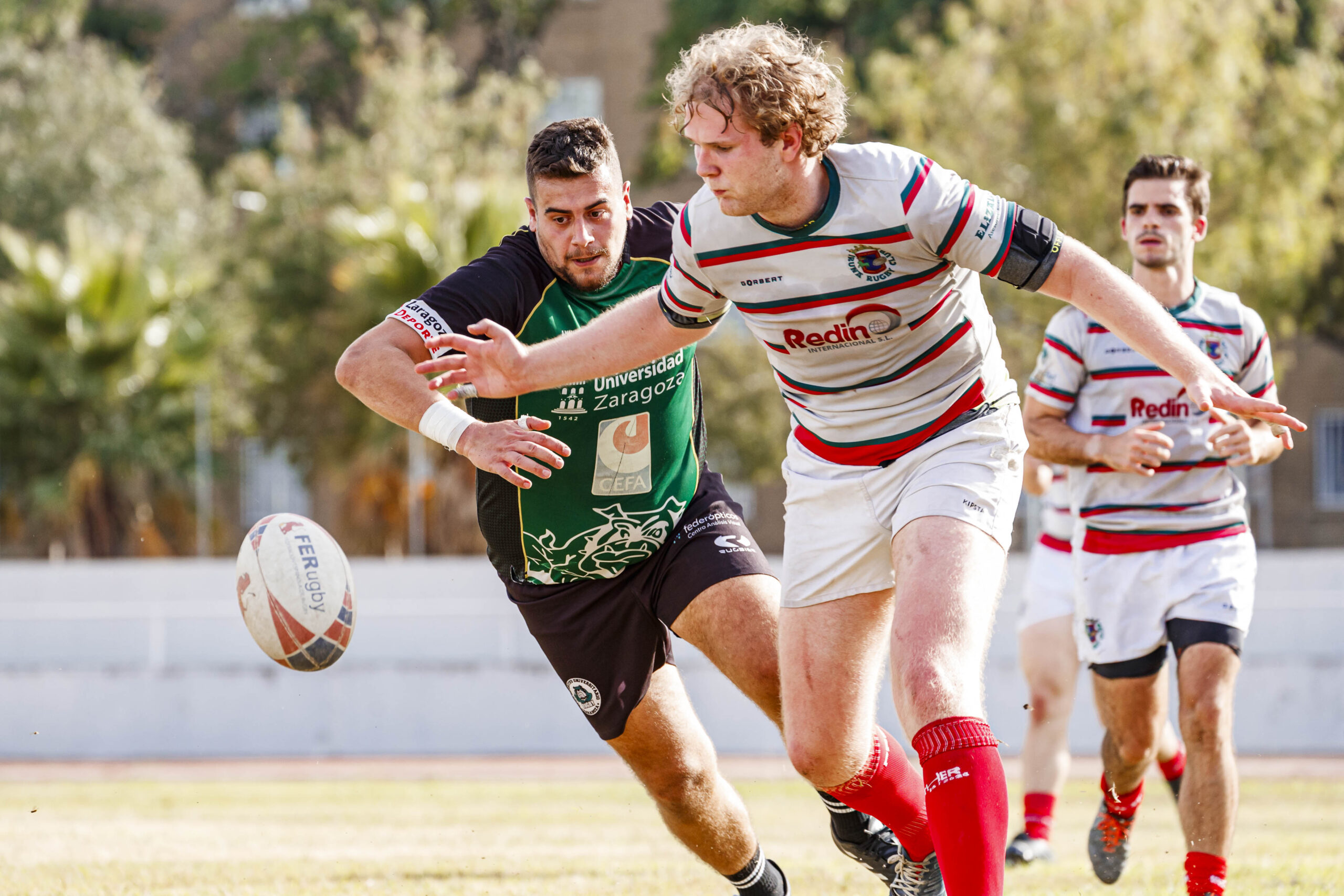 Partido amistoso de pretemporada entre el CD Universitario Rugby Zaragoza (CEFA Unizar) e Iruña Rugby Club
