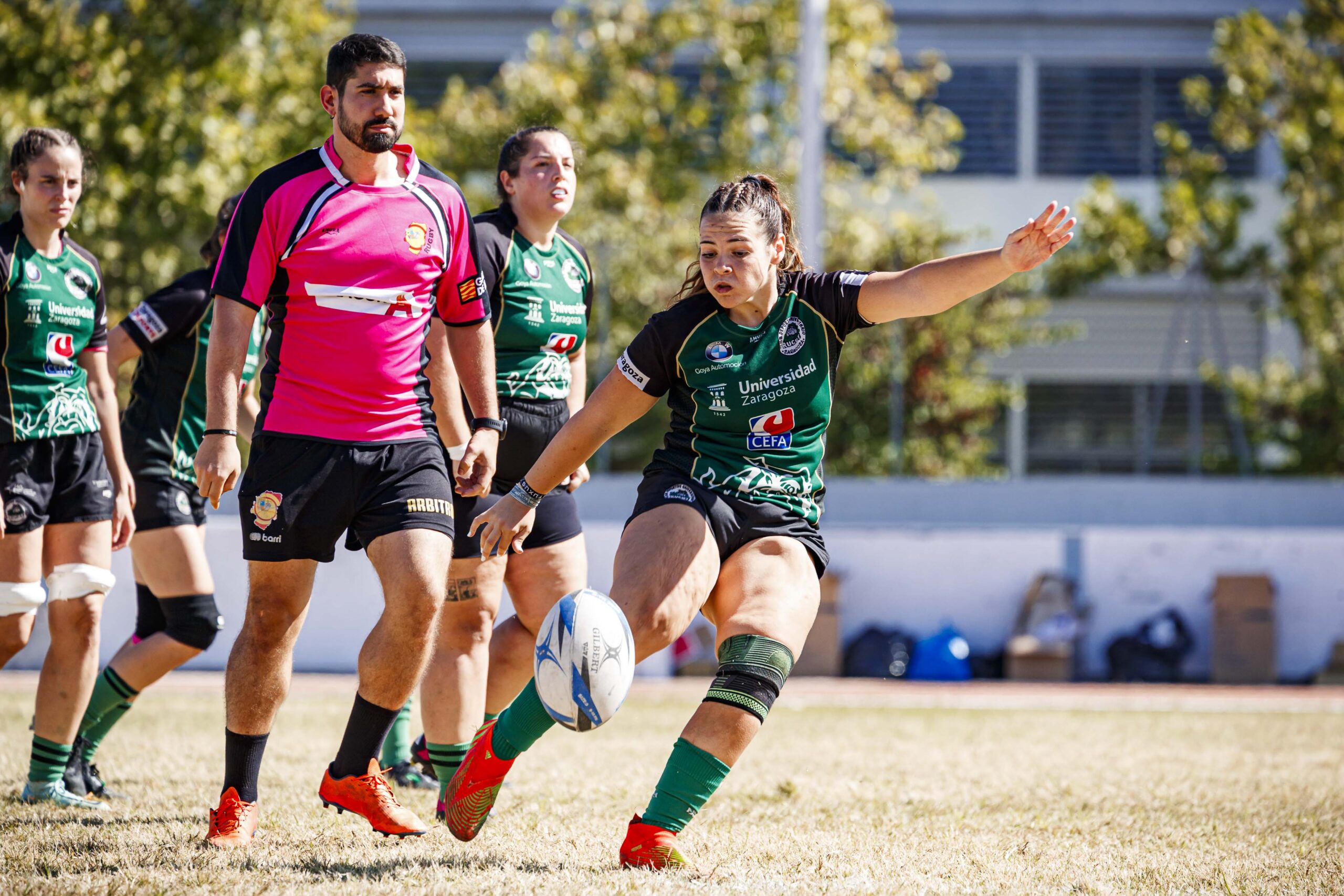 Partido amistoso de rugby femenino entre el CEFA Unizar y el Rugby FC Barcelona