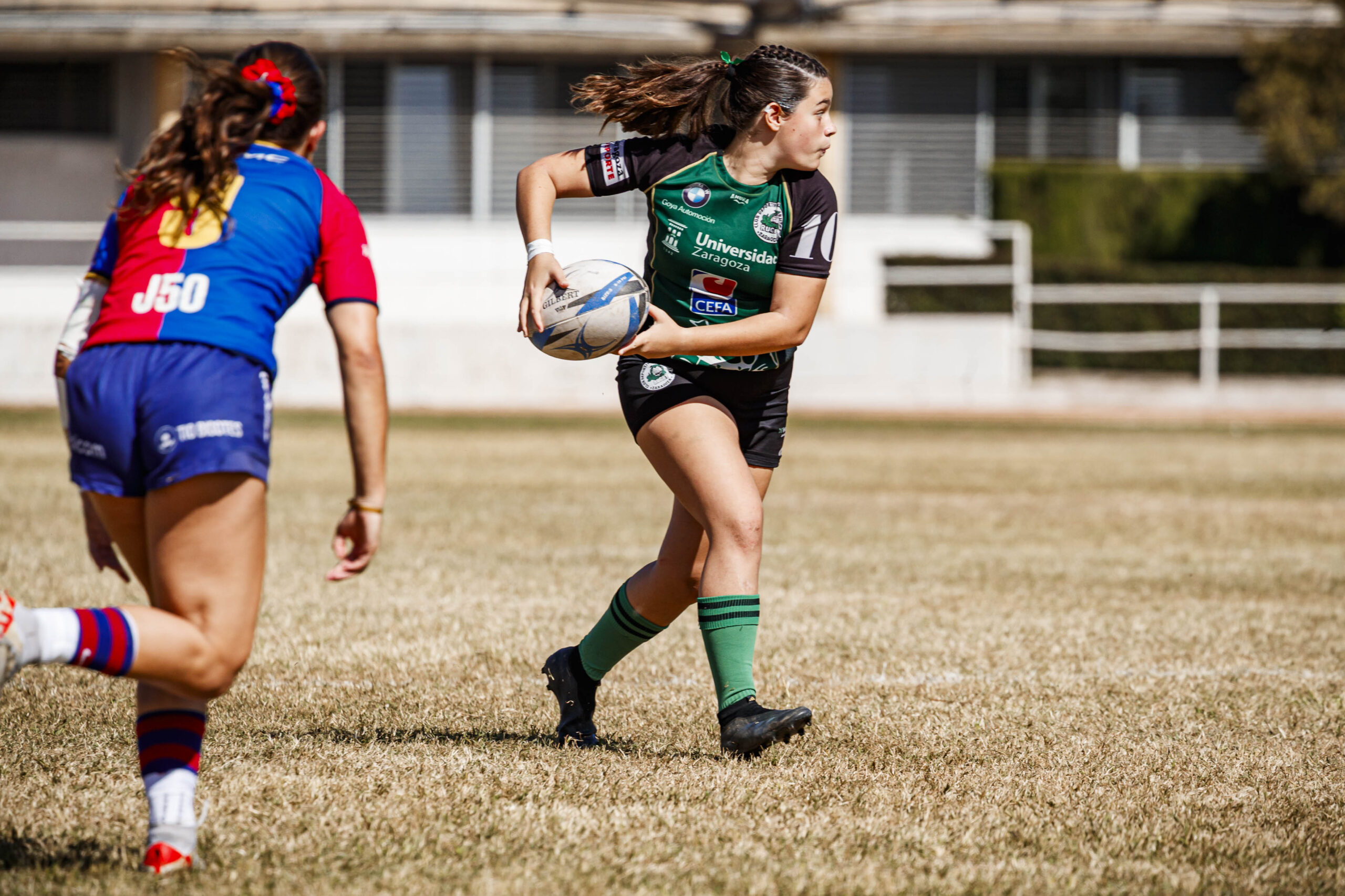 Partido amistoso de rugby femenino entre el CEFA Unizar y el Rugby FC Barcelona