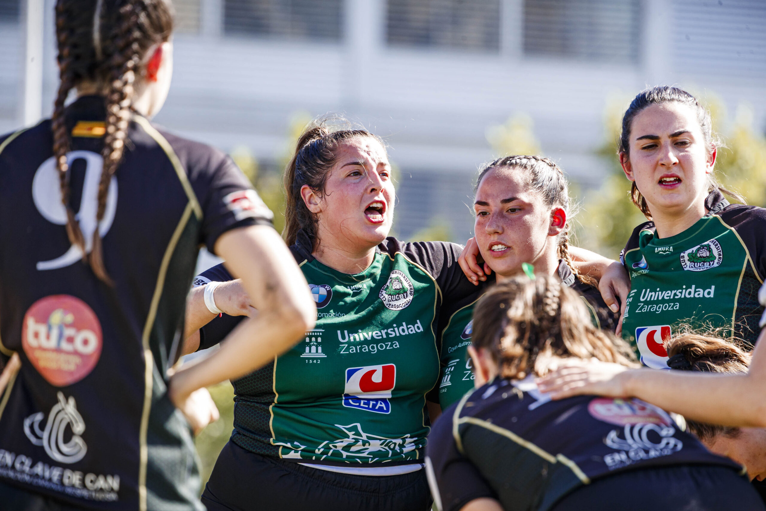 Partido amistoso de rugby femenino entre el CEFA Unizar y el Rugby FC Barcelona