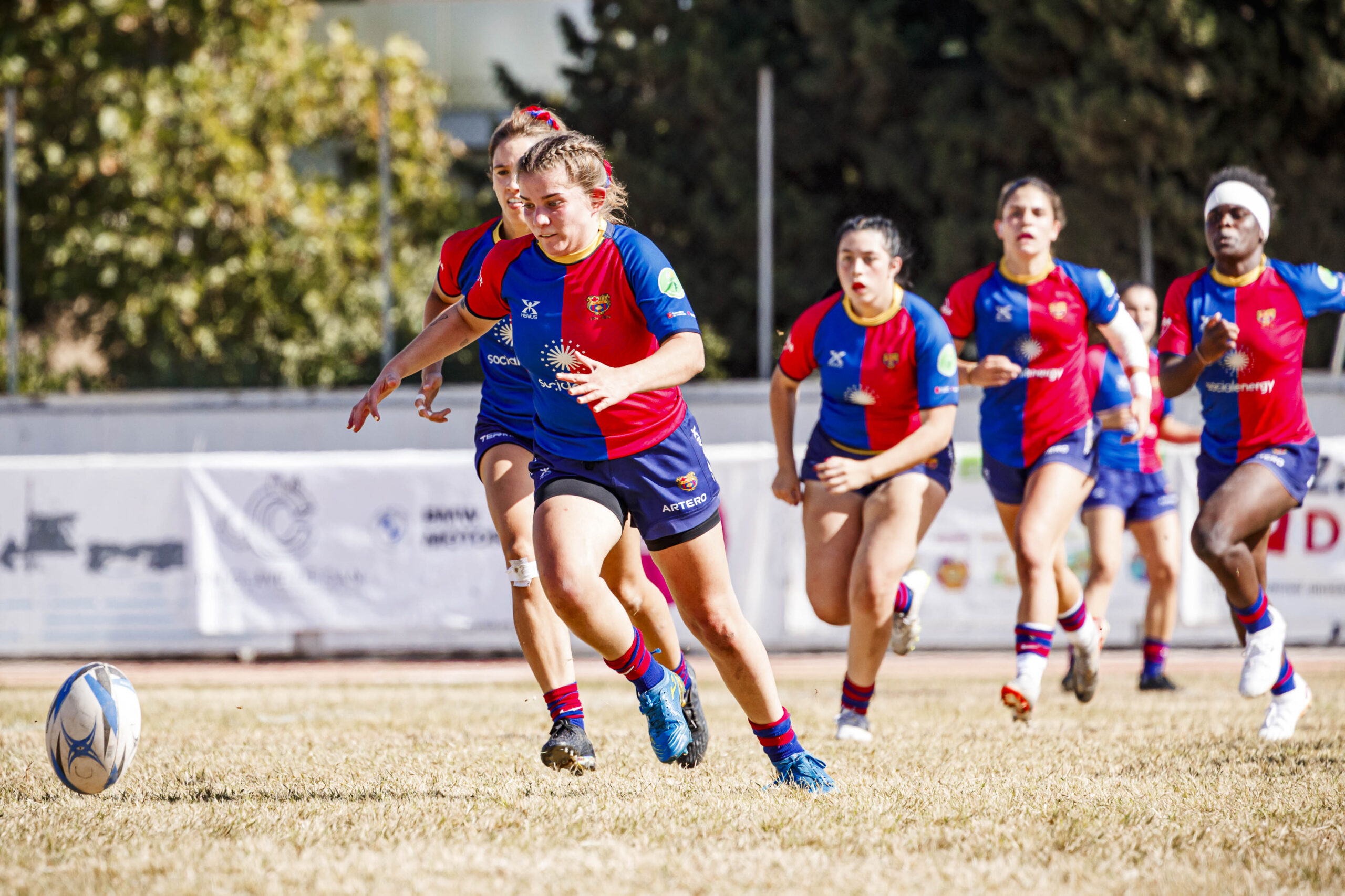 Partido amistoso de rugby femenino entre el CEFA Unizar y el Rugby FC Barcelona