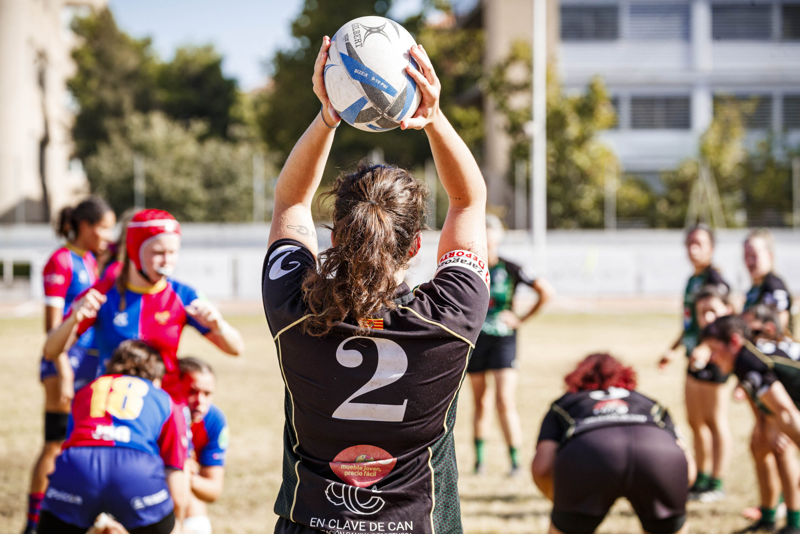 Partido amistoso de rugby femenino entre el CEFA Unizar y el Rugby FC Barcelona