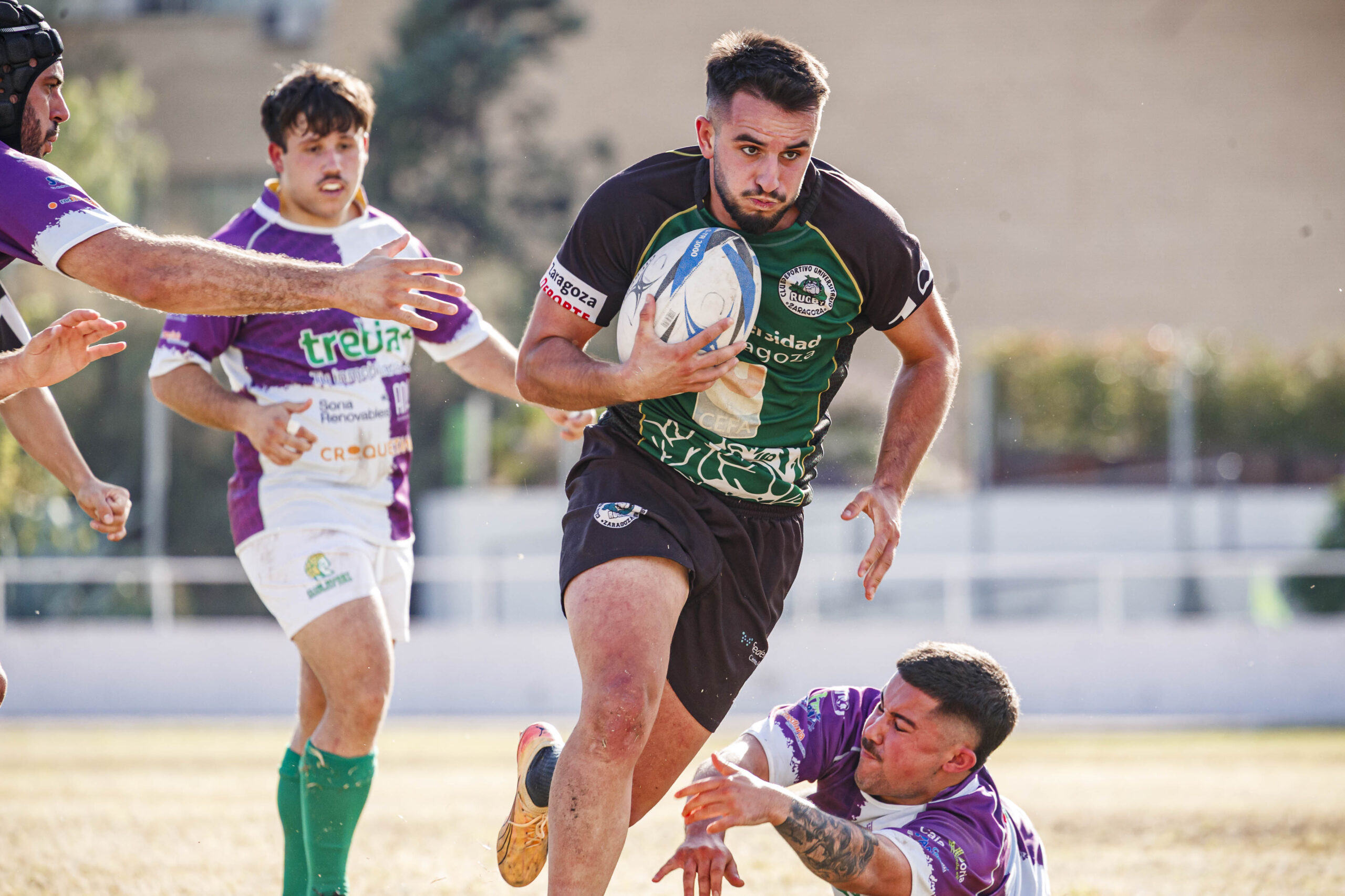 Partido amistoso de rugby masculino entre el CEFA Unizar y el CR Ingenieros Soria