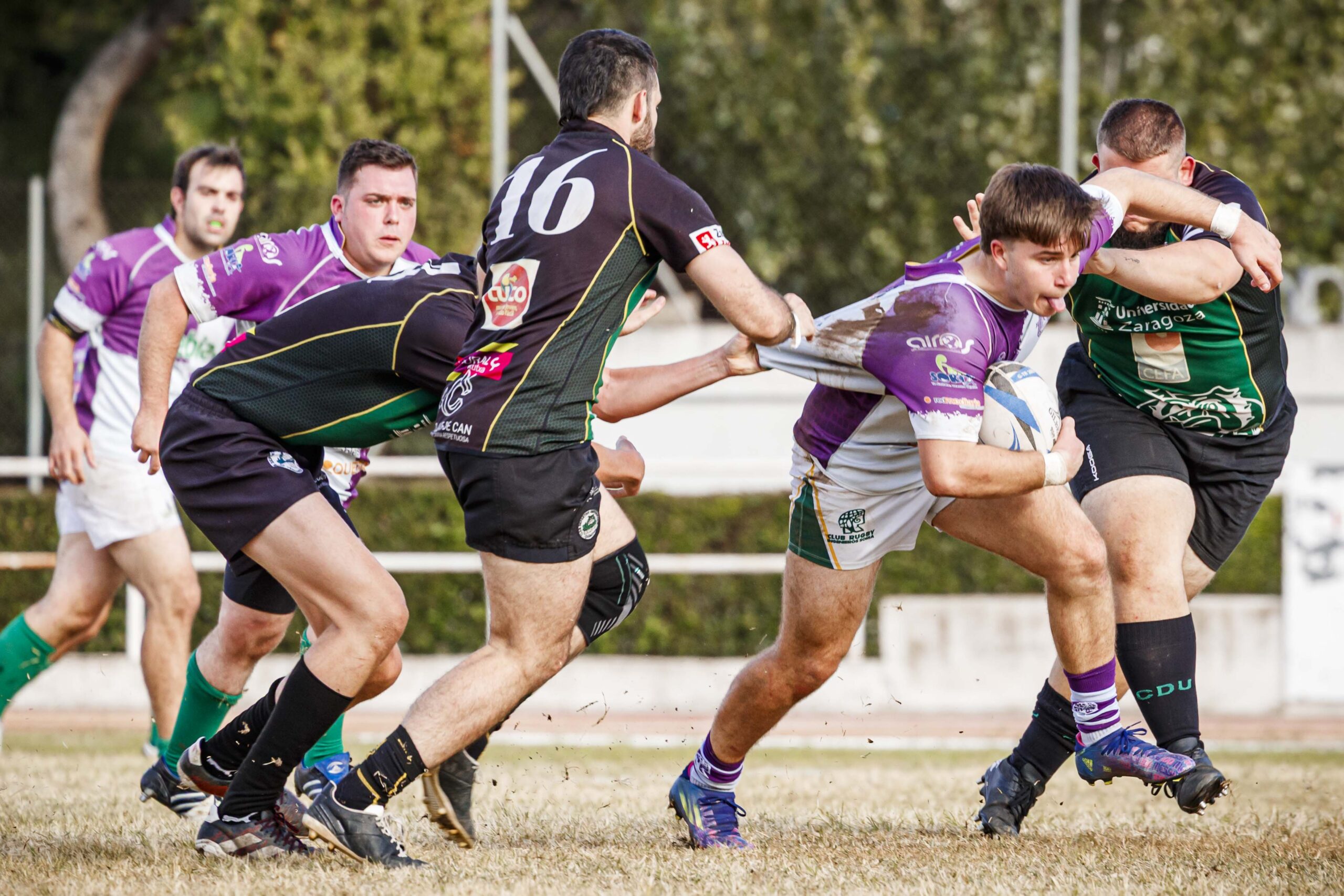 Partido amistoso de rugby masculino entre el CEFA Unizar y el CR Ingenieros Soria