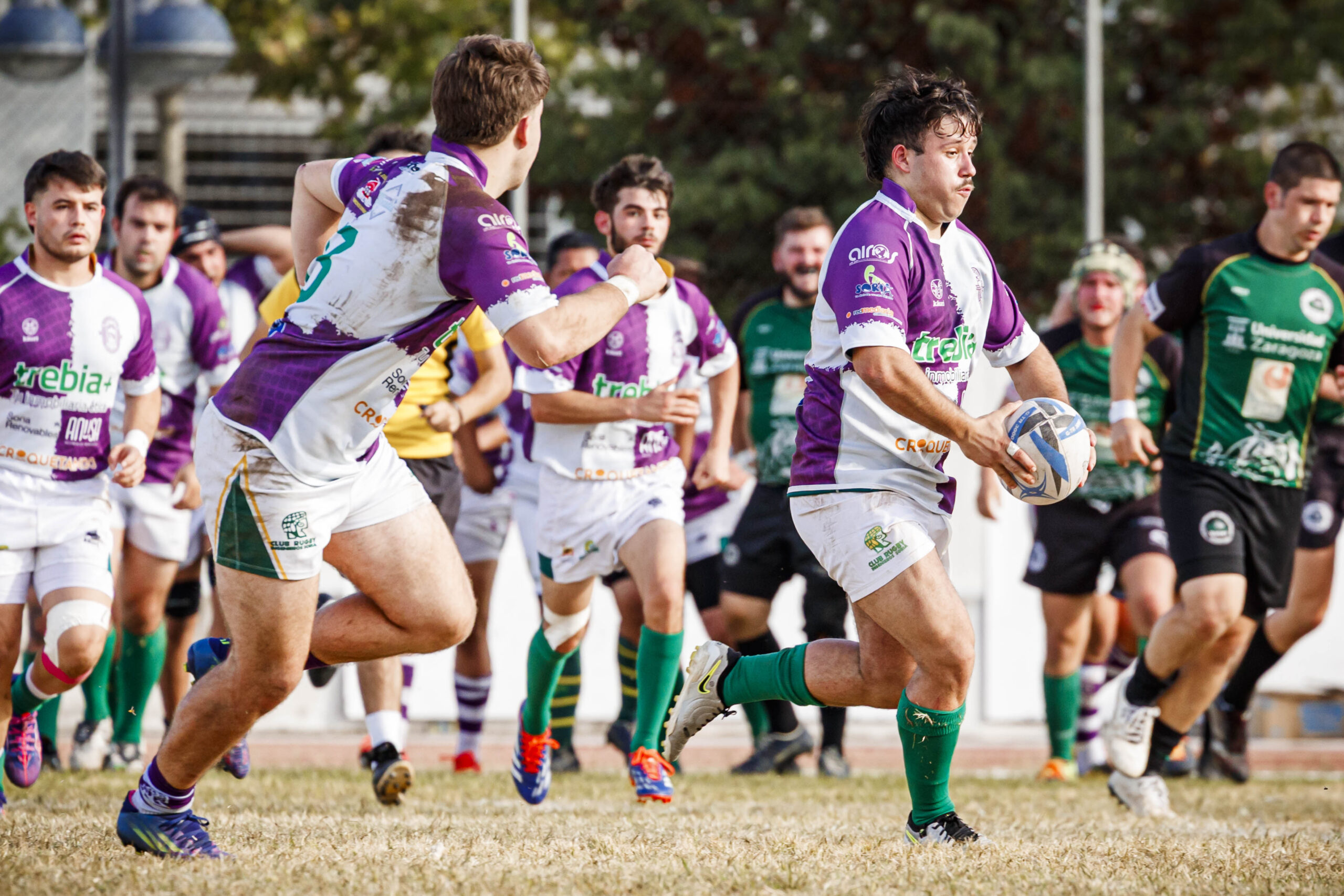 Partido amistoso de rugby masculino entre el CEFA Unizar y el CR Ingenieros Soria