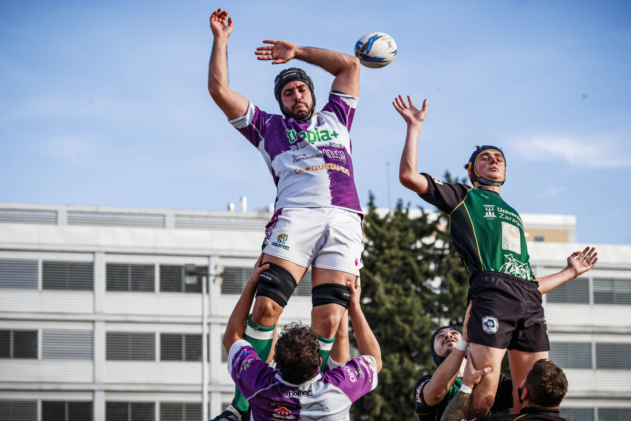 Partido amistoso de rugby masculino entre el CEFA Unizar y el CR Ingenieros Soria