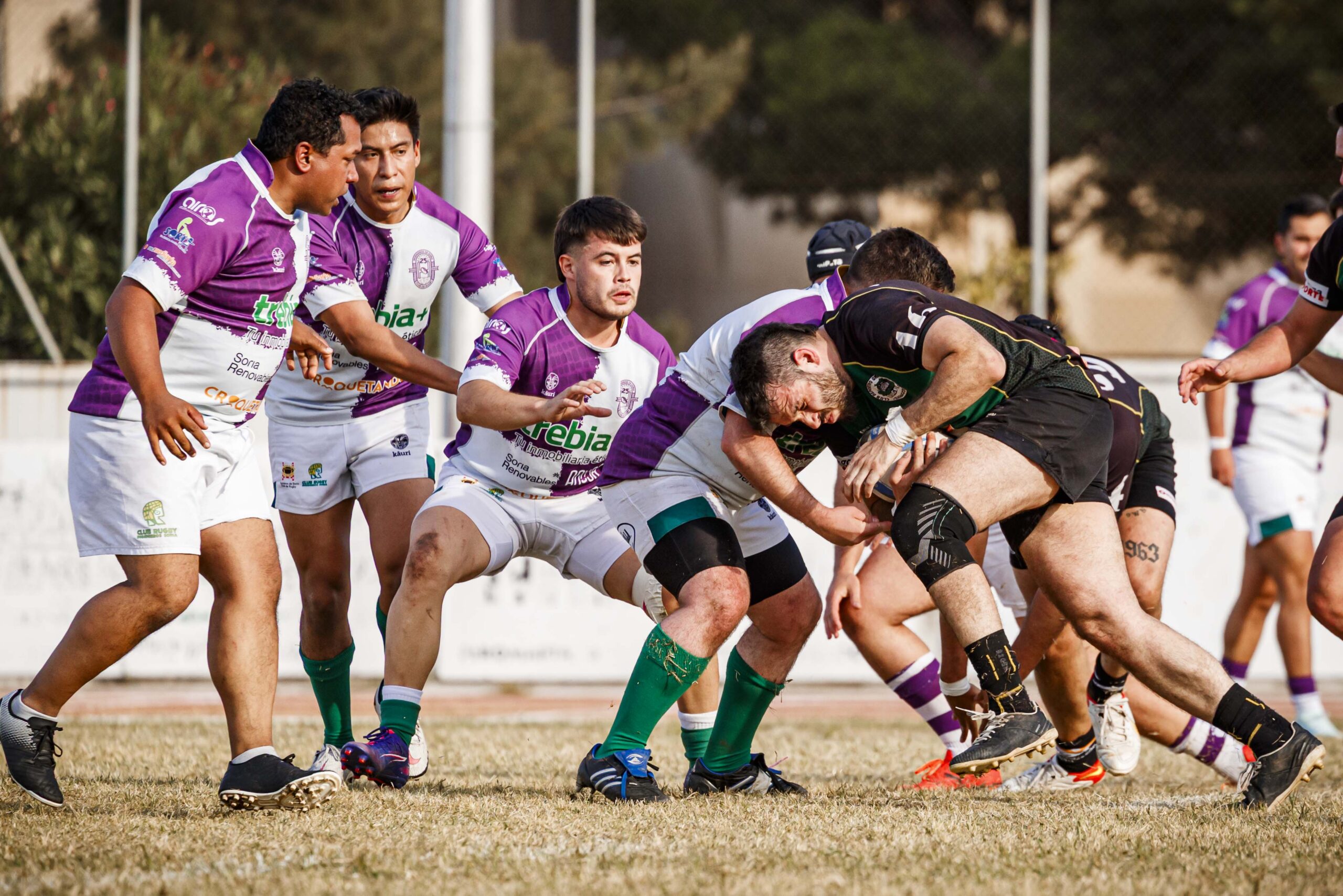Partido amistoso de rugby masculino entre el CEFA Unizar y el CR Ingenieros Soria