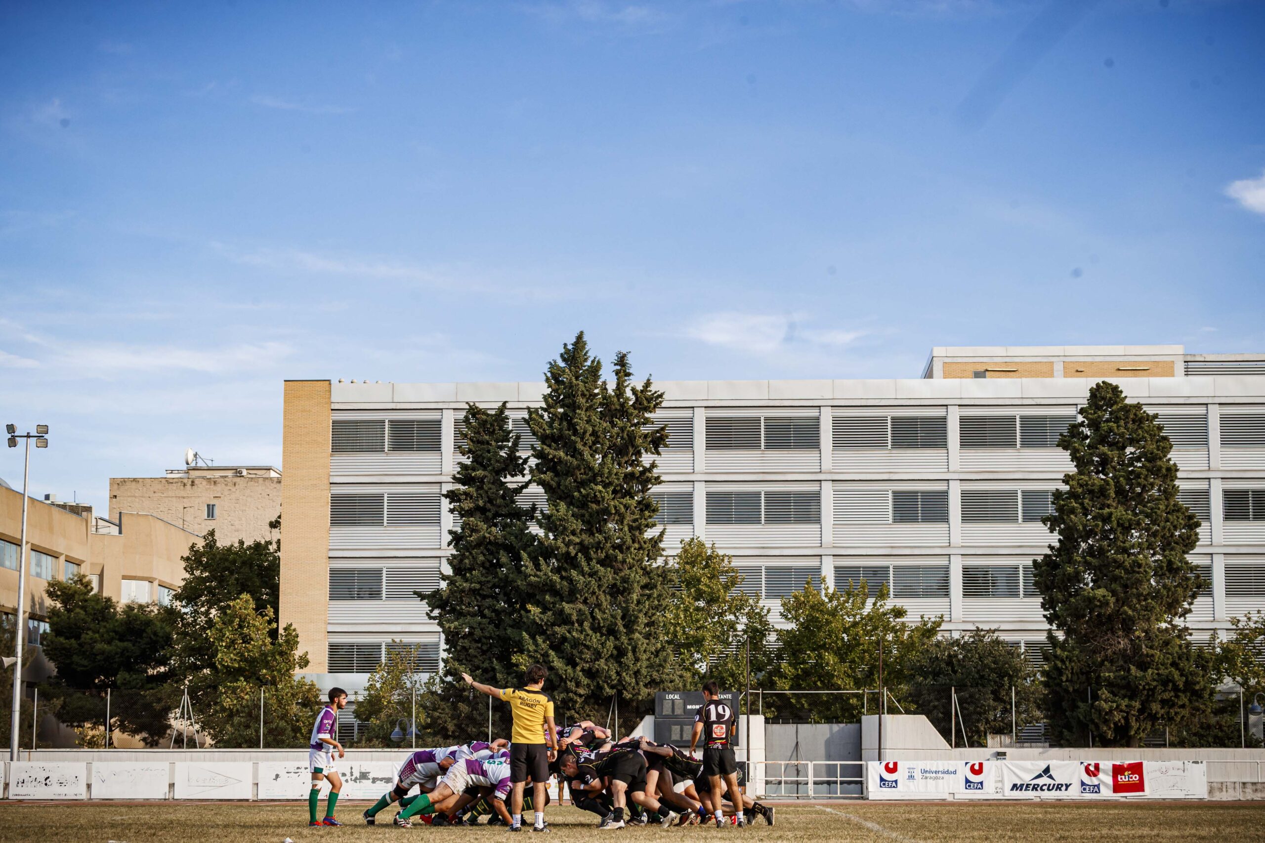 Partido amistoso de rugby masculino entre el CEFA Unizar y el CR Ingenieros Soria