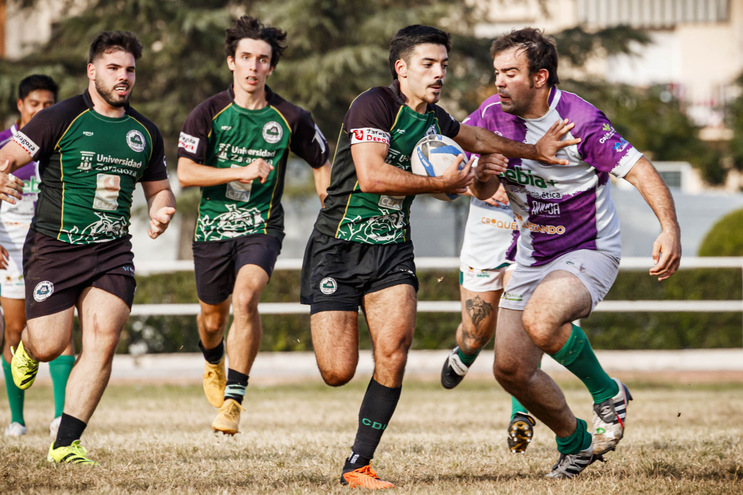 Partido amistoso de rugby masculino entre el CEFA Unizar y el CR Ingenieros Soria