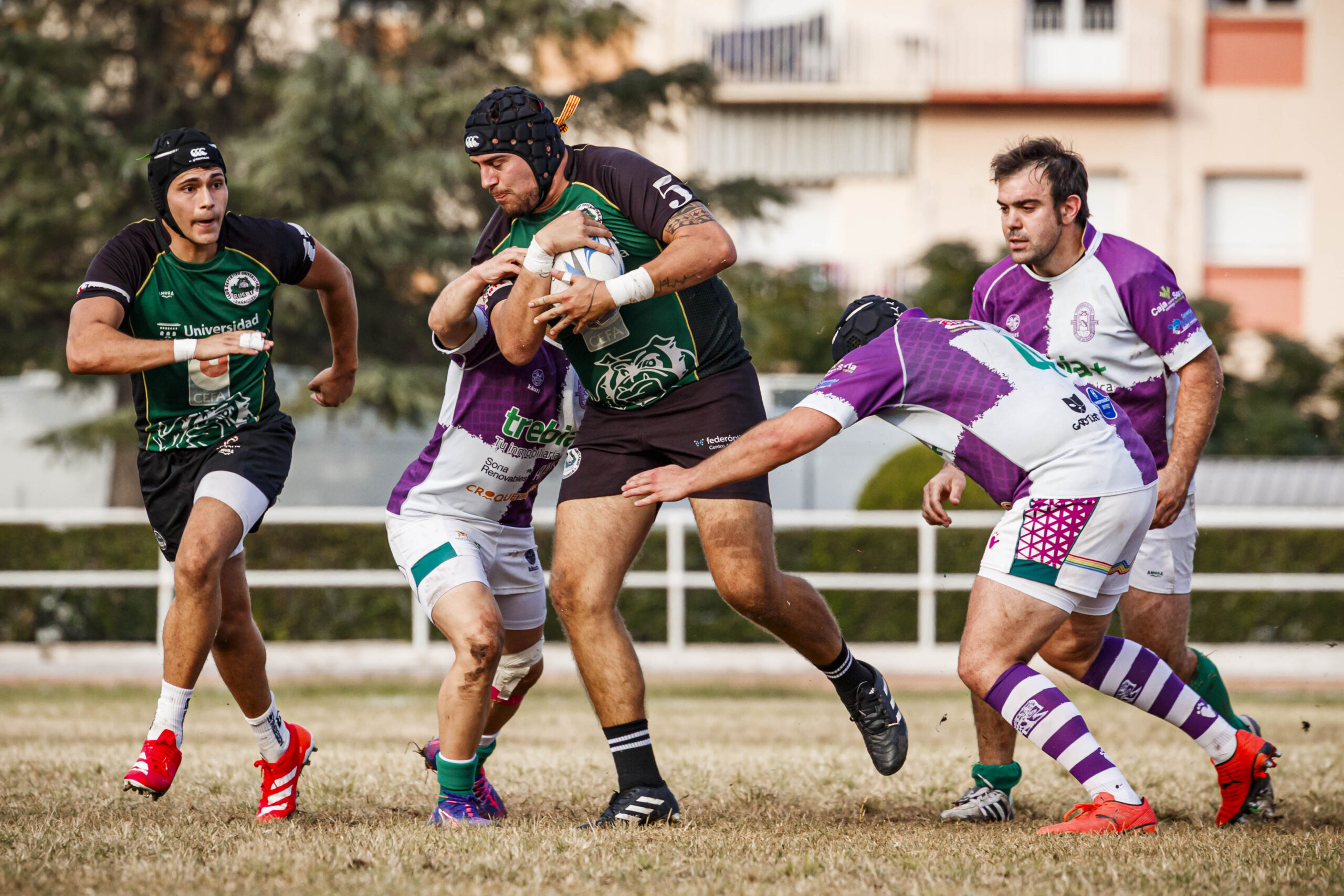 Partido amistoso de rugby masculino entre el CEFA Unizar y el CR Ingenieros Soria