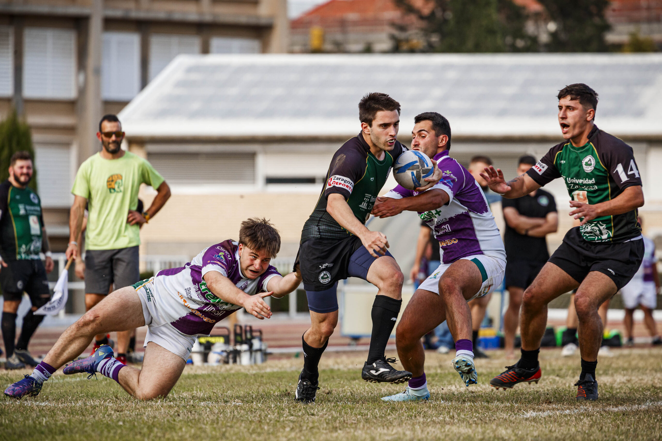 Partido amistoso de rugby masculino entre el CEFA Unizar y el CR Ingenieros Soria