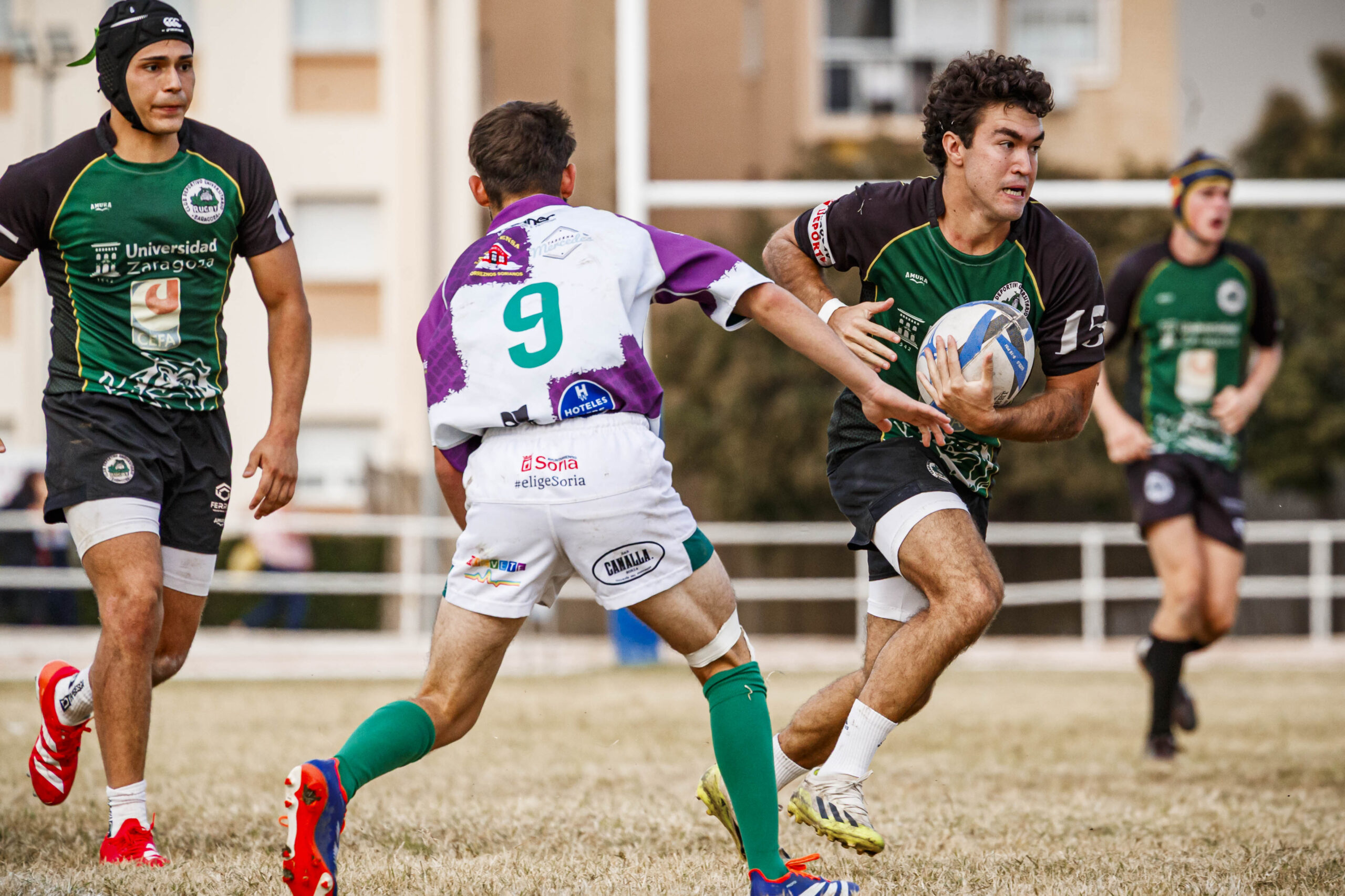 Partido amistoso de rugby masculino entre el CEFA Unizar y el CR Ingenieros Soria