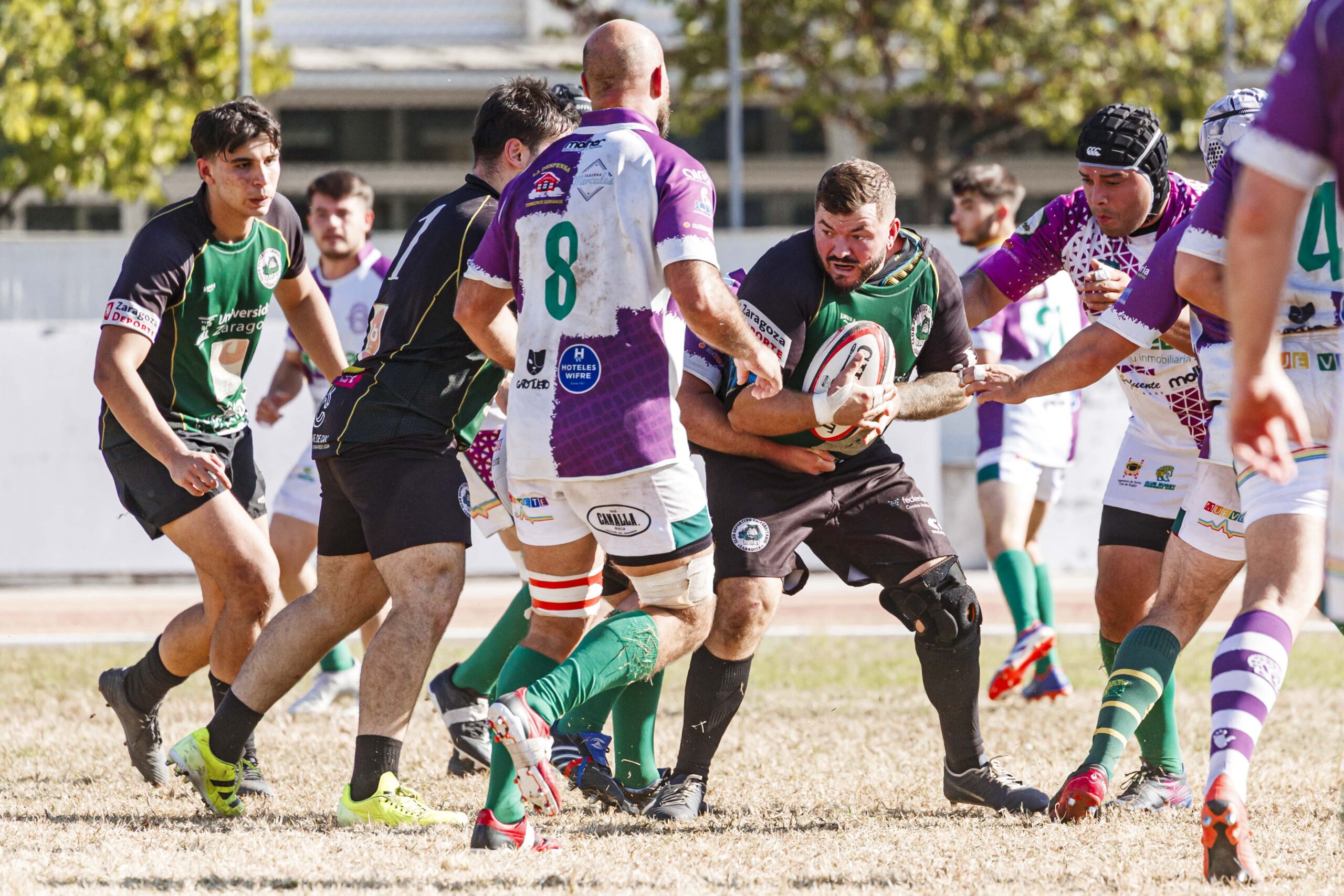 Partido de la jornada 1 de Liga Aragonesa de rugby entre el CEFA Unizar e Ingenieros Soria.