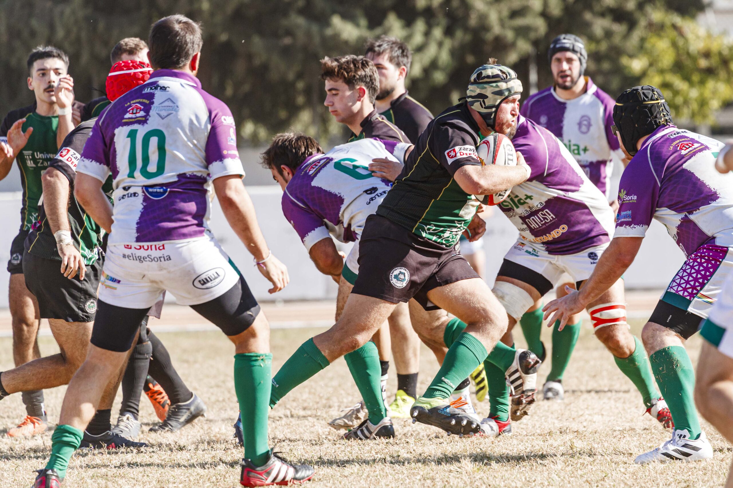 Partido de la jornada 1 de Liga Aragonesa de rugby entre el CEFA Unizar e Ingenieros Soria.