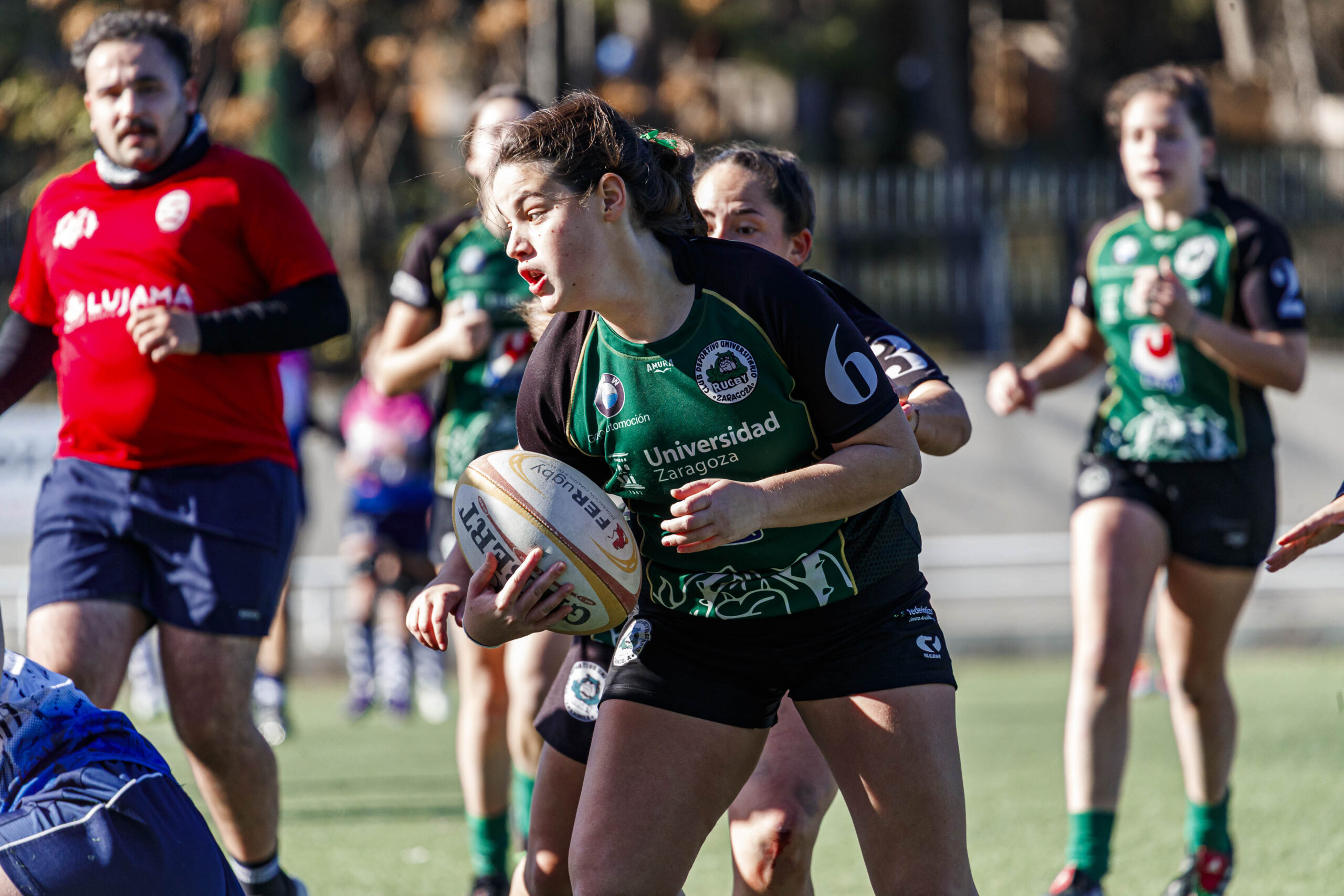 Partido de Liga Aragonesa de rugby femenino entre el Fenix y el CD Universitario Rugby Zaragoza