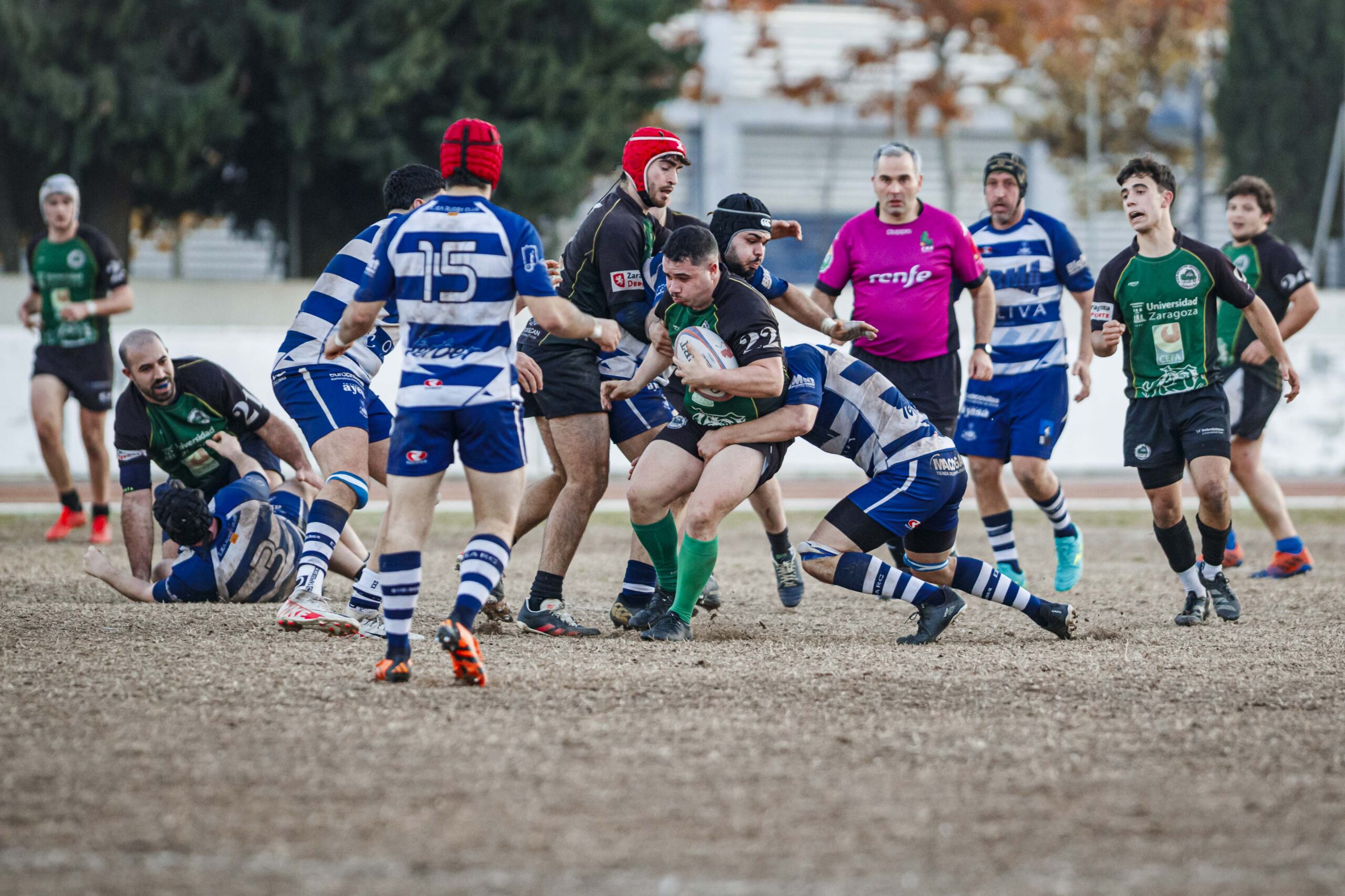 Partido correspondiente a la jornada 6 de la Liga Aragonesa de rugby masculino entre el CEFA Unizar y el Ejea