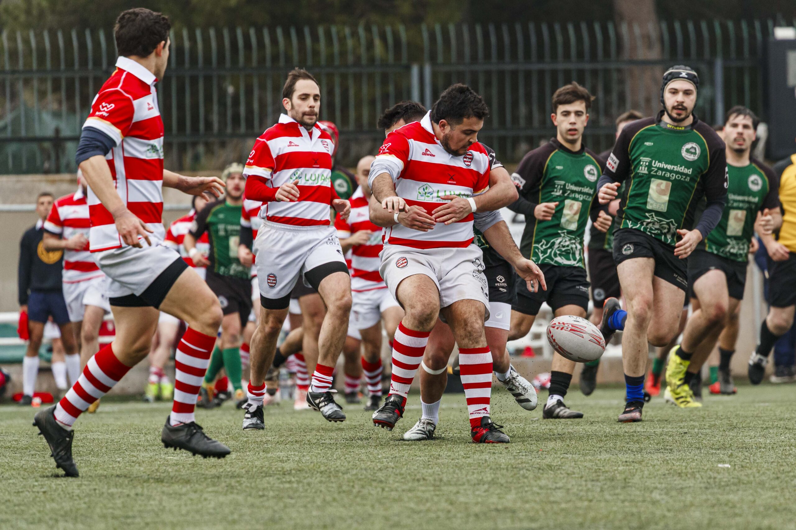 Imágenes correspondientes al partido de la joranda 7 de la Liga autonómica aragonesa de rugby masculino entre el Íbero CR y el CEFA Unizar.