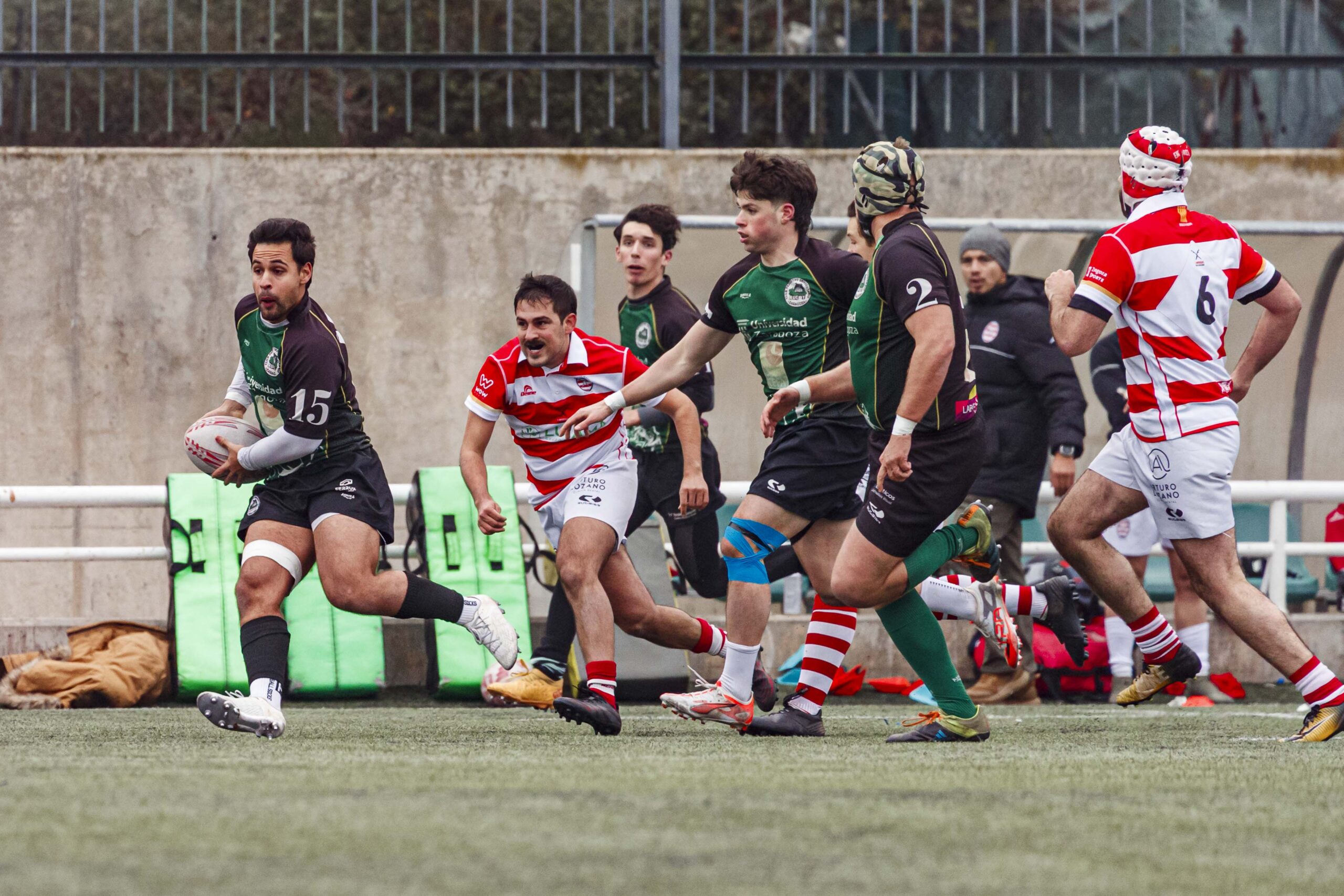 Imágenes correspondientes al partido de la joranda 7 de la Liga autonómica aragonesa de rugby masculino entre el Íbero CR y el CEFA Unizar.