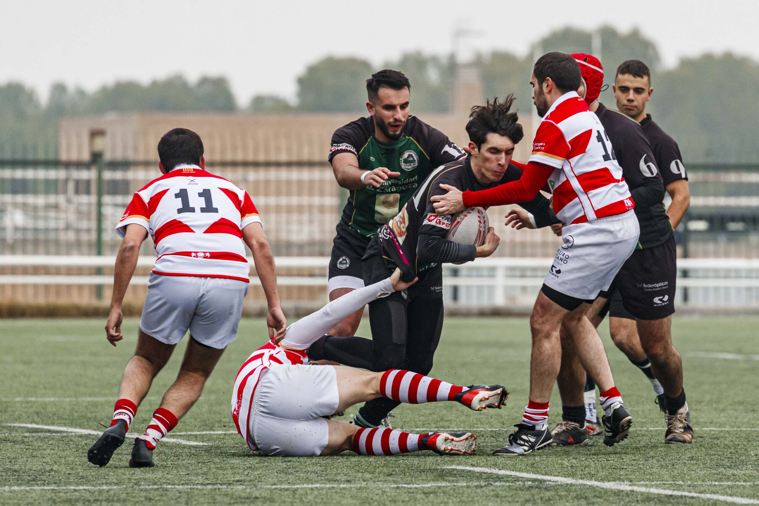 Imágenes correspondientes al partido de la joranda 7 de la Liga autonómica aragonesa de rugby masculino entre el Íbero CR y el CEFA Unizar.