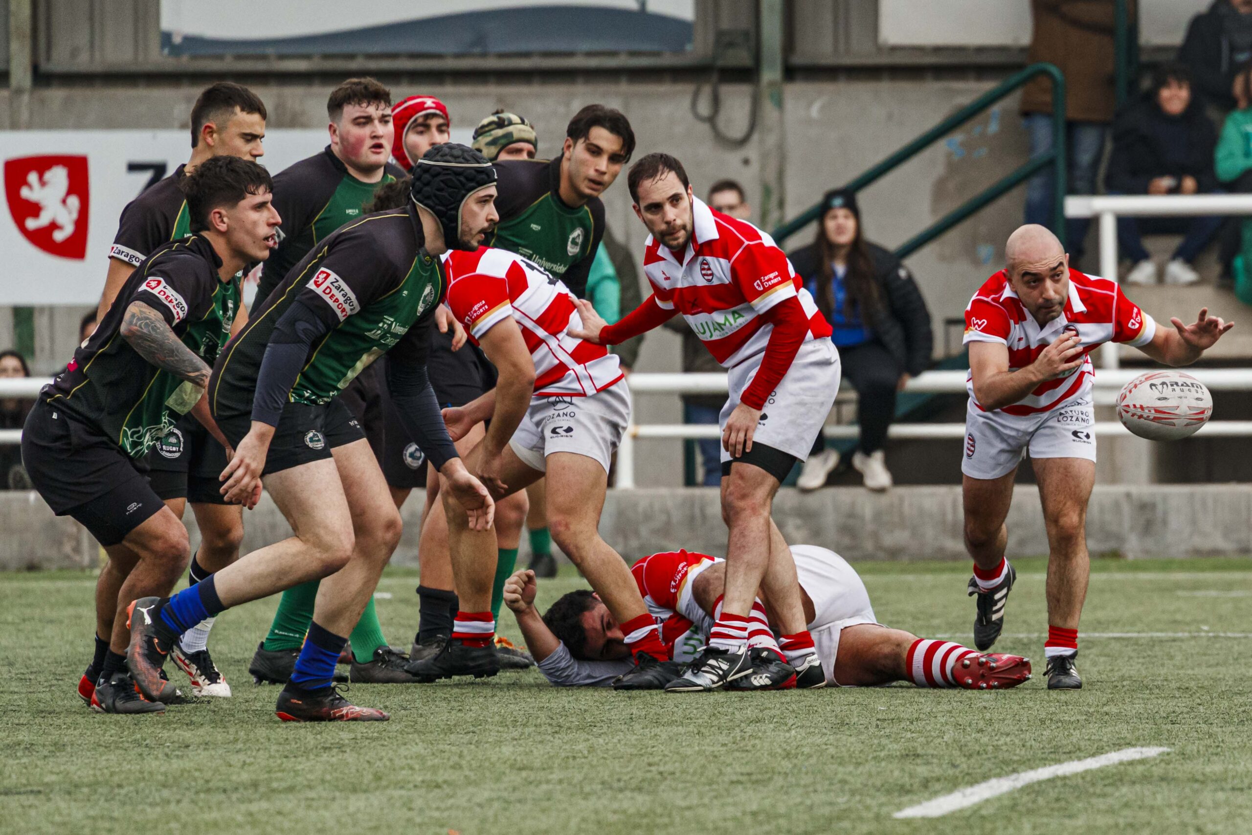 Imágenes correspondientes al partido de la joranda 7 de la Liga autonómica aragonesa de rugby masculino entre el Íbero CR y el CEFA Unizar.