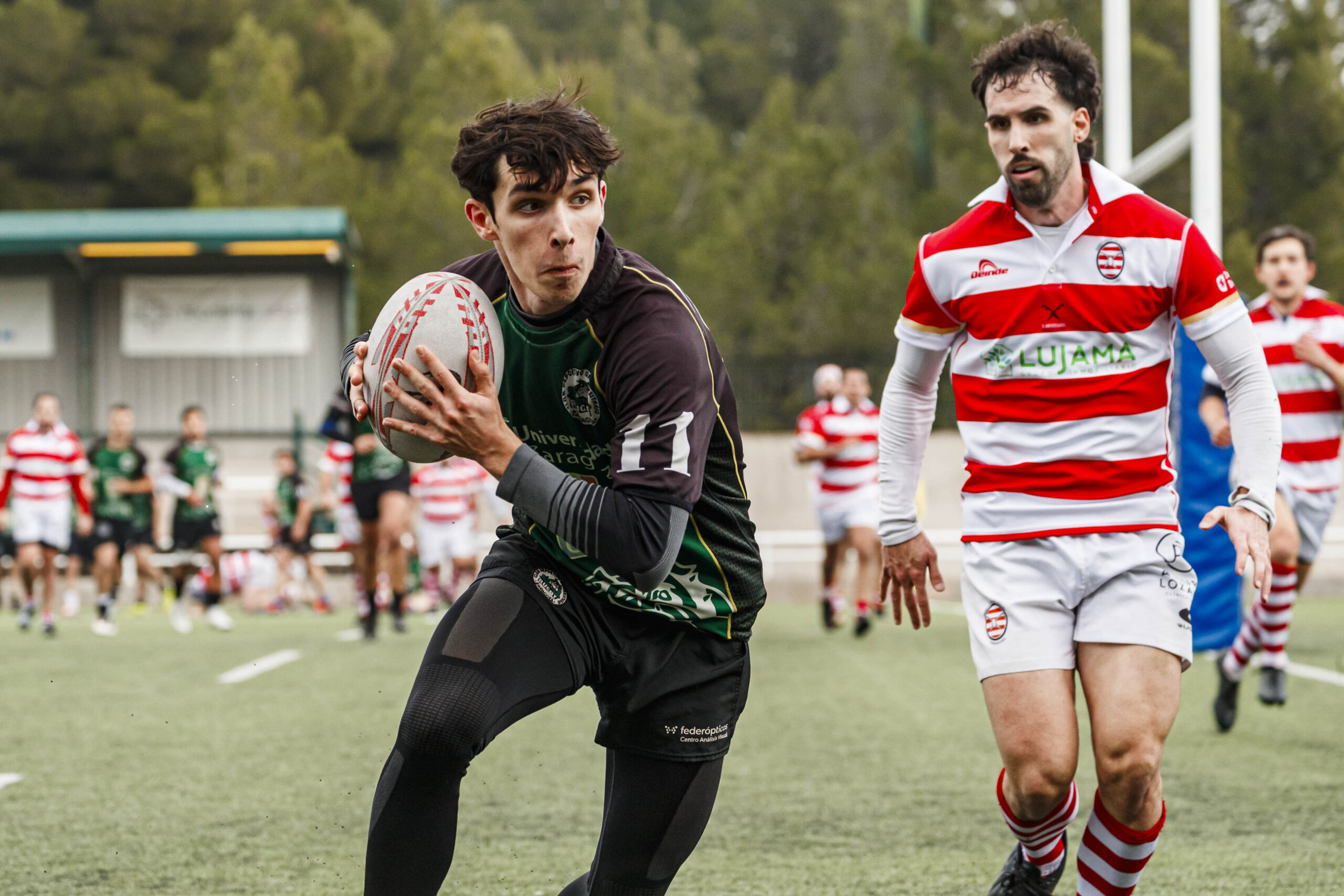 Imágenes correspondientes al partido de la joranda 7 de la Liga autonómica aragonesa de rugby masculino entre el Íbero CR y el CEFA Unizar.