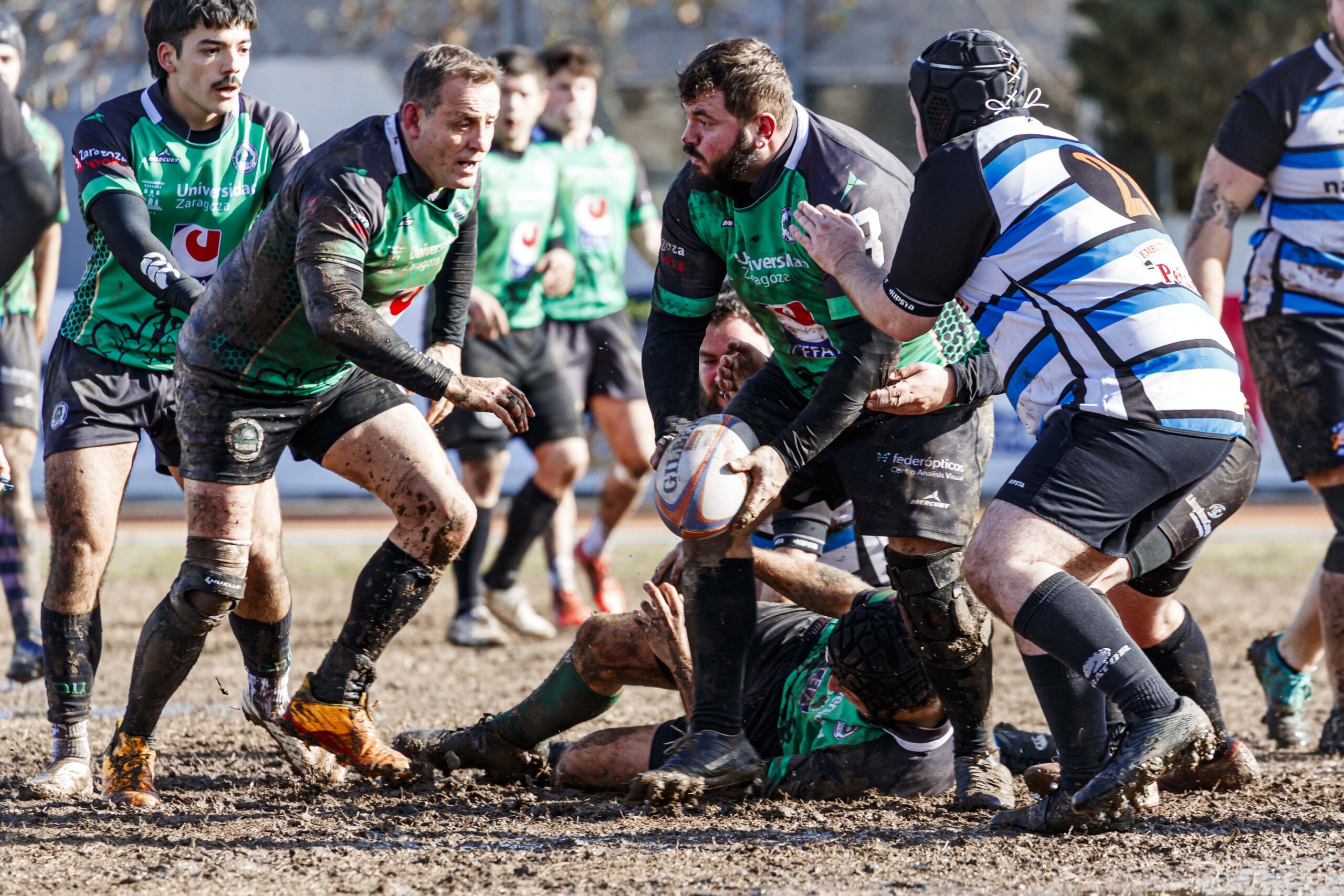 Partido de la jornada 9 de la Liga Autonómica Aragonesa de rugby masculina entre el CEFA Unizar y el Gigantes/Funes