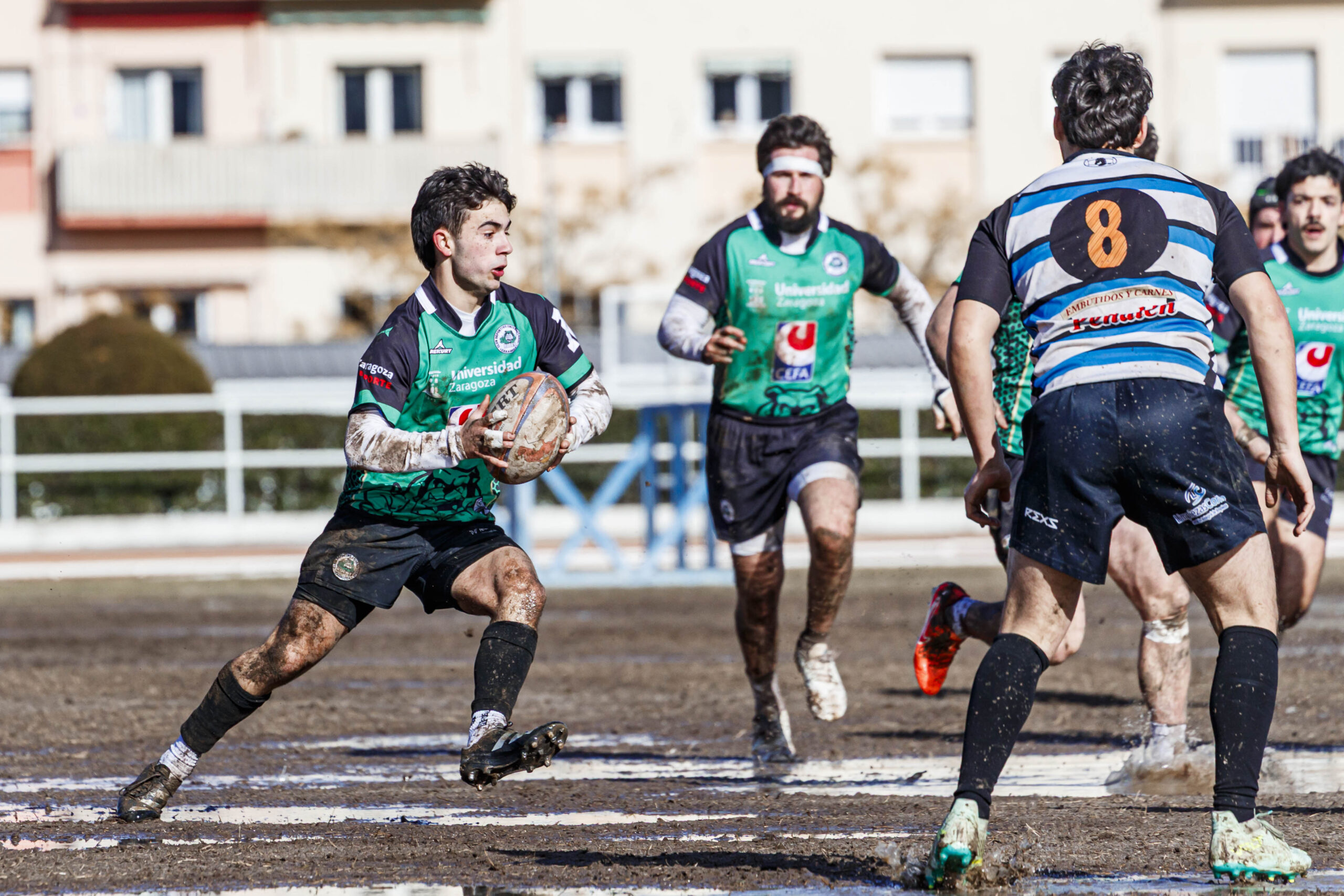 Partido de la jornada 9 de la Liga Autonómica Aragonesa de rugby masculina entre el CEFA Unizar y el Gigantes/Funes