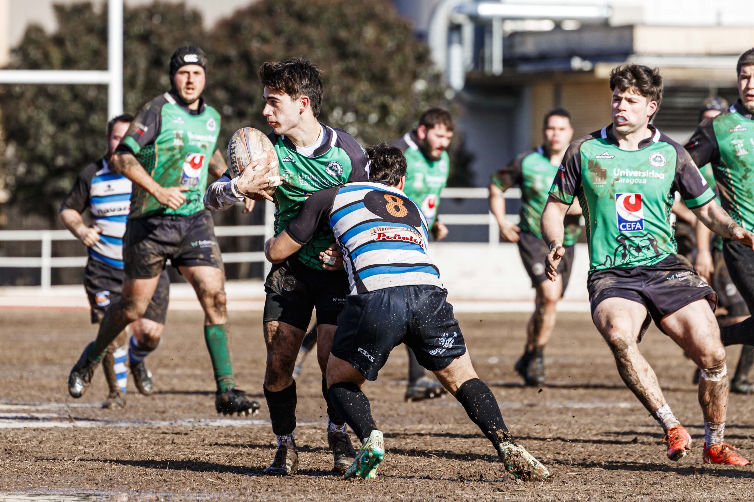 Partido de la jornada 9 de la Liga Autonómica Aragonesa de rugby masculina entre el CEFA Unizar y el Gigantes/Funes