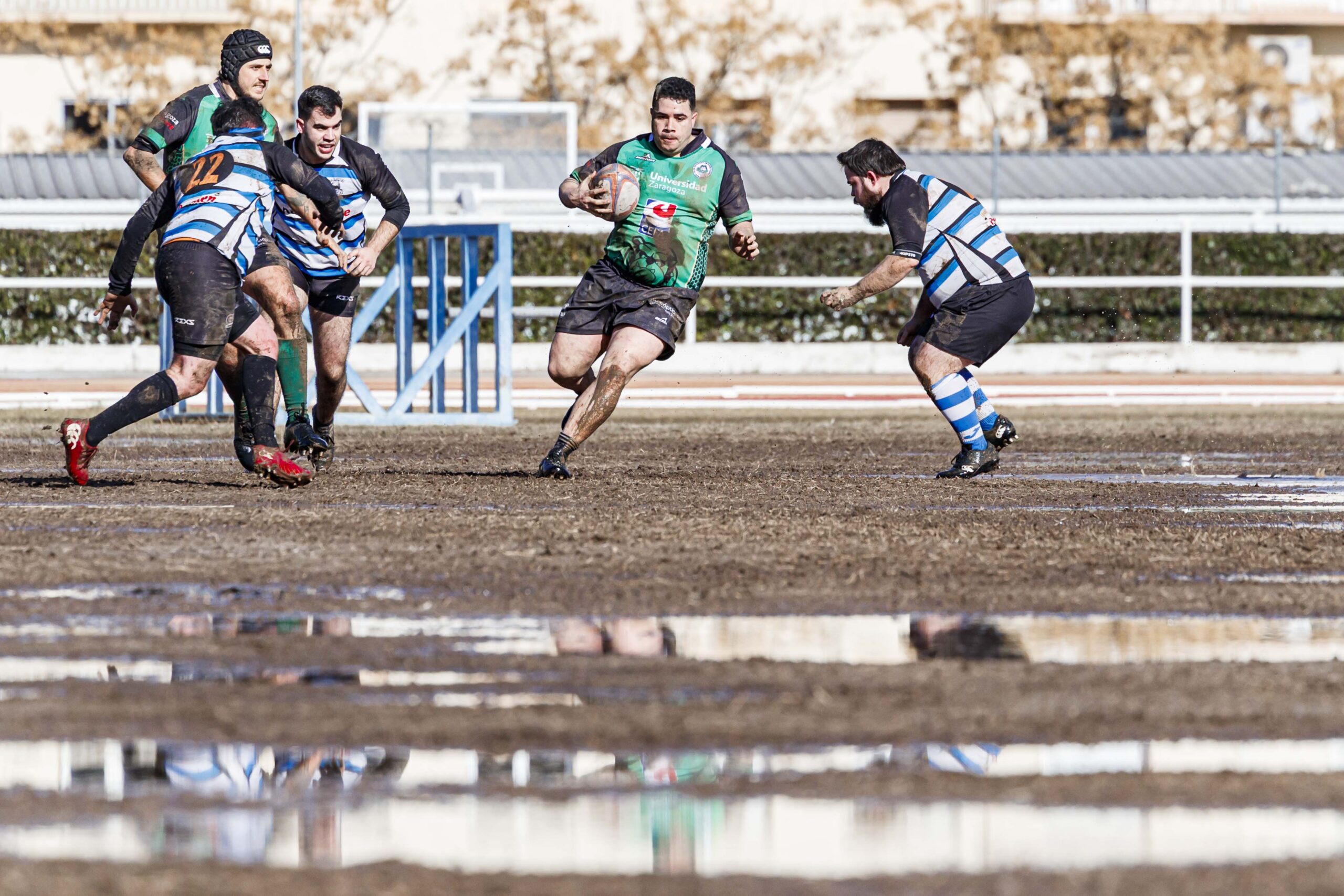 Partido de la jornada 9 de la Liga Autonómica Aragonesa de rugby masculina entre el CEFA Unizar y el Gigantes/Funes