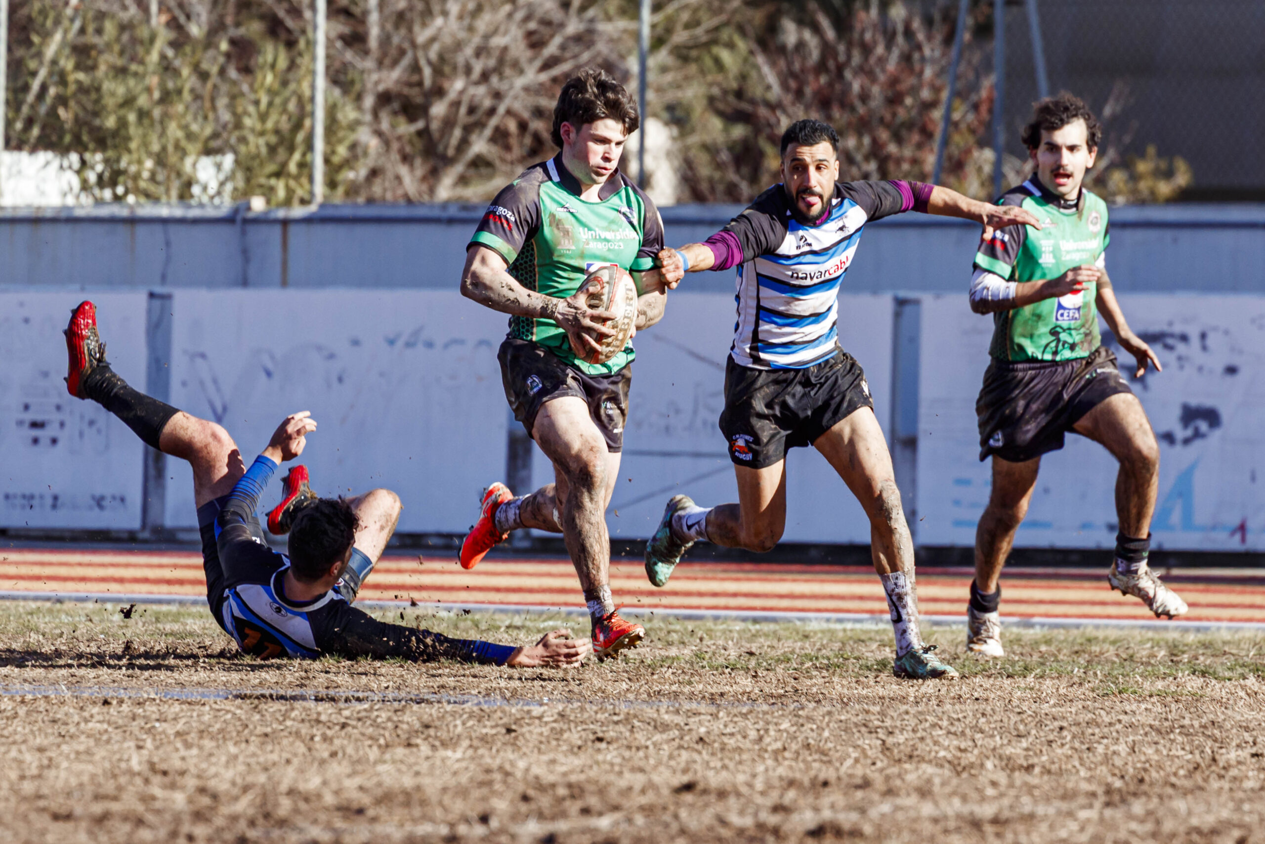 Partido de la jornada 9 de la Liga Autonómica Aragonesa de rugby masculina entre el CEFA Unizar y el Gigantes/Funes