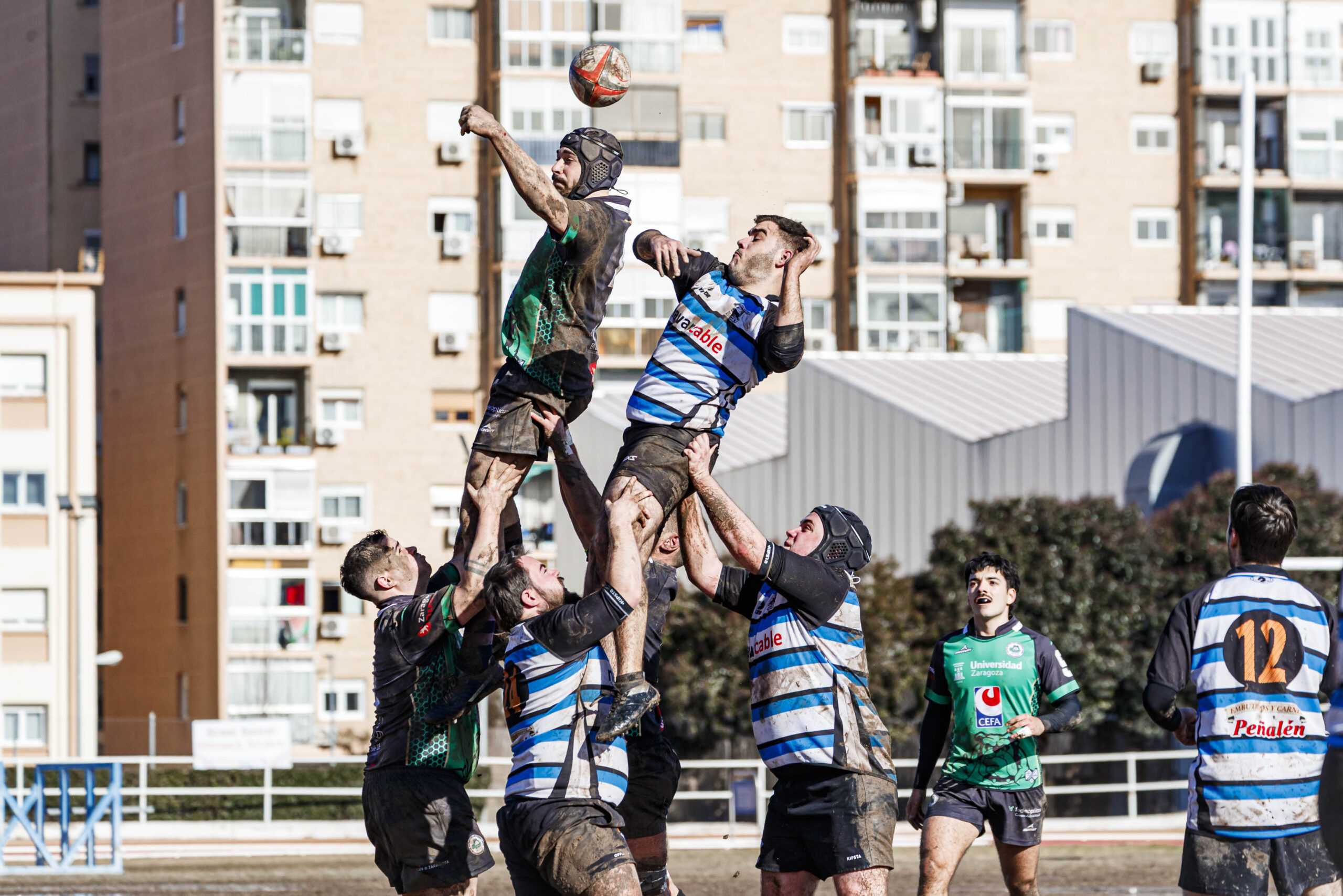 Partido de la jornada 9 de la Liga Autonómica Aragonesa de rugby masculina entre el CEFA Unizar y el Gigantes/Funes