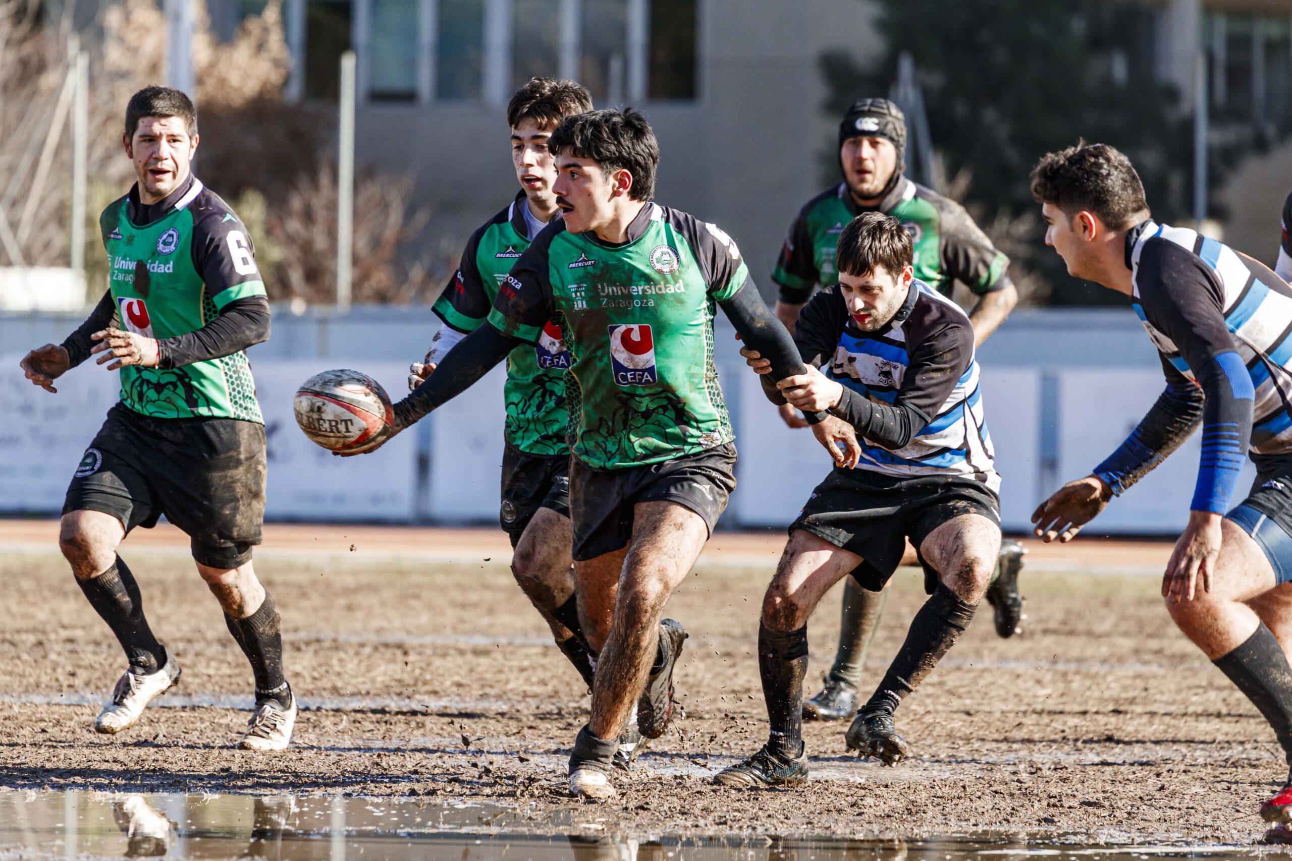 Partido de la jornada 9 de la Liga Autonómica Aragonesa de rugby masculina entre el CEFA Unizar y el Gigantes/Funes