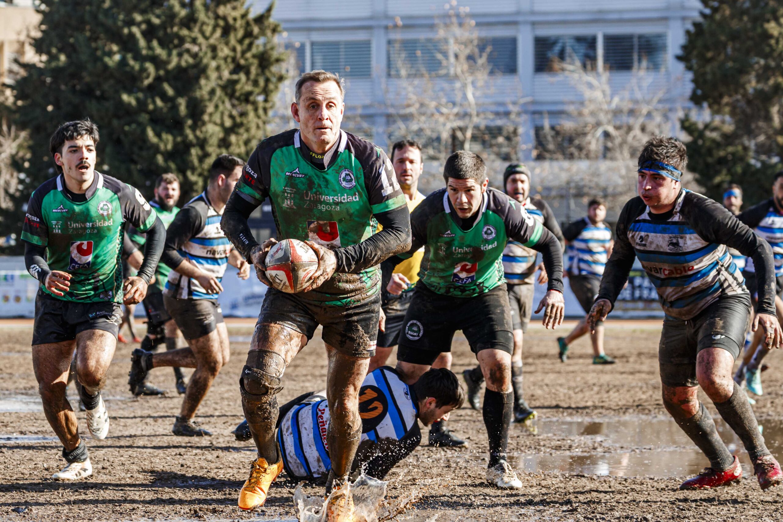 Partido de la jornada 9 de la Liga Autonómica Aragonesa de rugby masculina entre el CEFA Unizar y el Gigantes/Funes