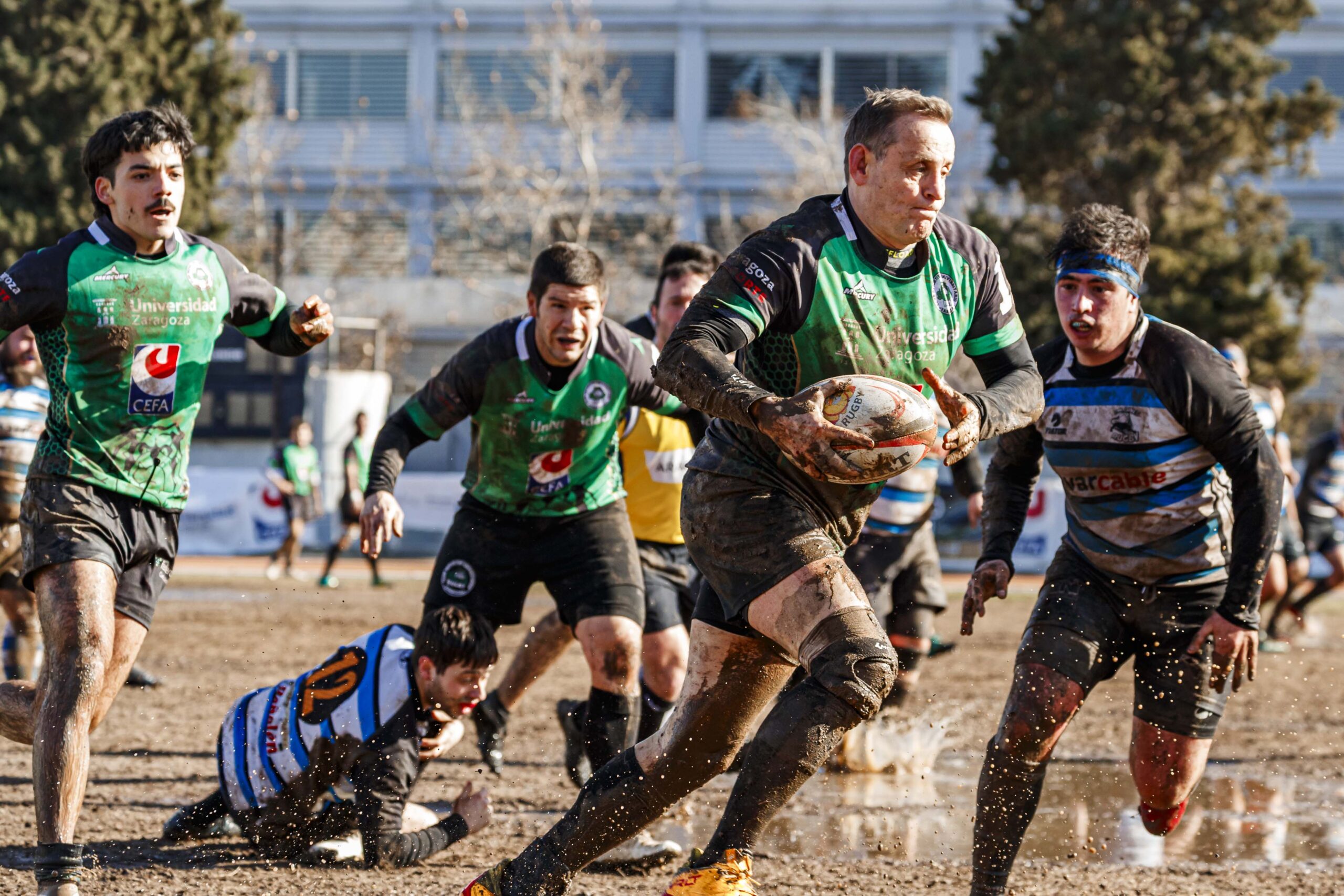 Partido de la jornada 9 de la Liga Autonómica Aragonesa de rugby masculina entre el CEFA Unizar y el Gigantes/Funes