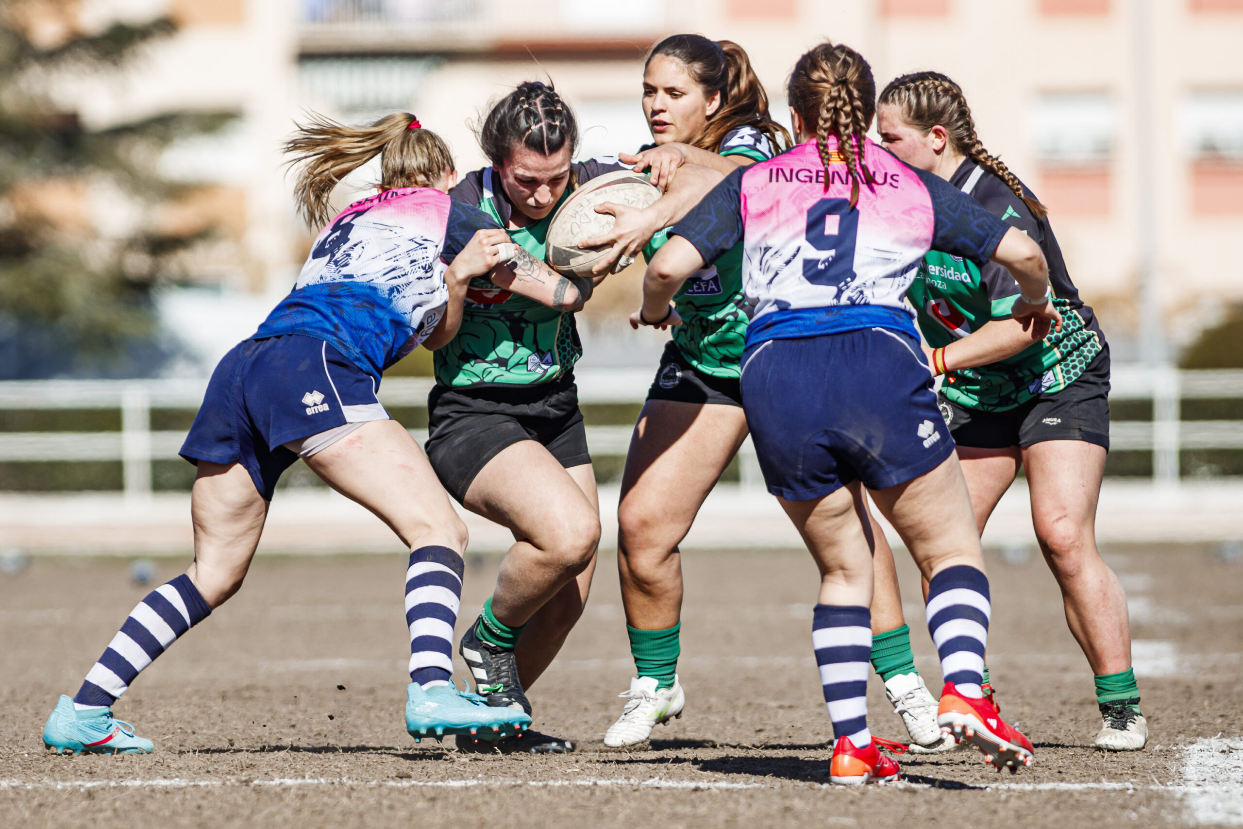 Fotos de rugby femenino correspondientes al partido de la jornada 5 de la Liga Aragonesa entre el CEFA Unizar y el Fénix.