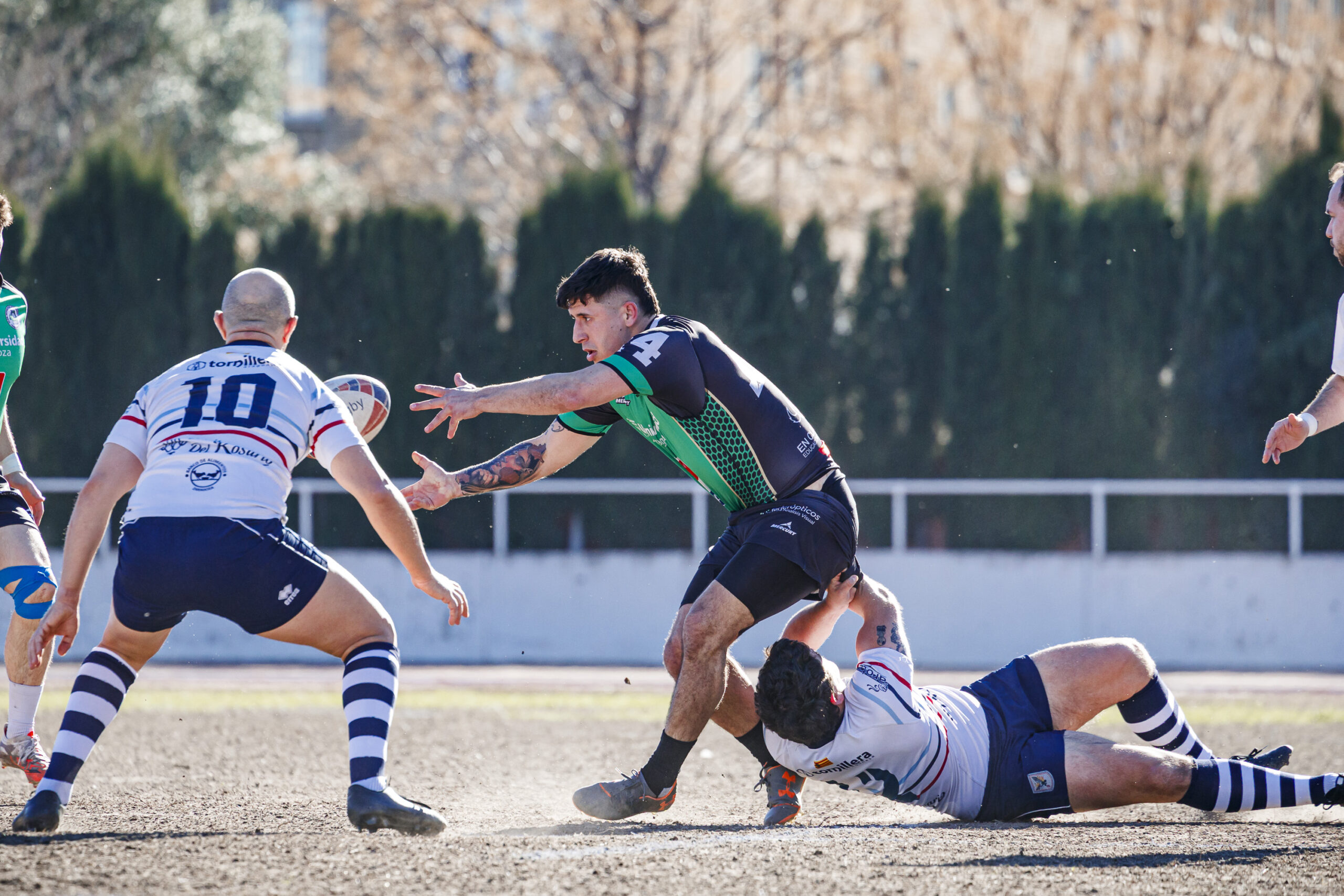 Fotos de rugby masculino correspondientes al partido de la jornada 11 de la Liga Aragonesa entre el CEFA Unizar y el Fénix.