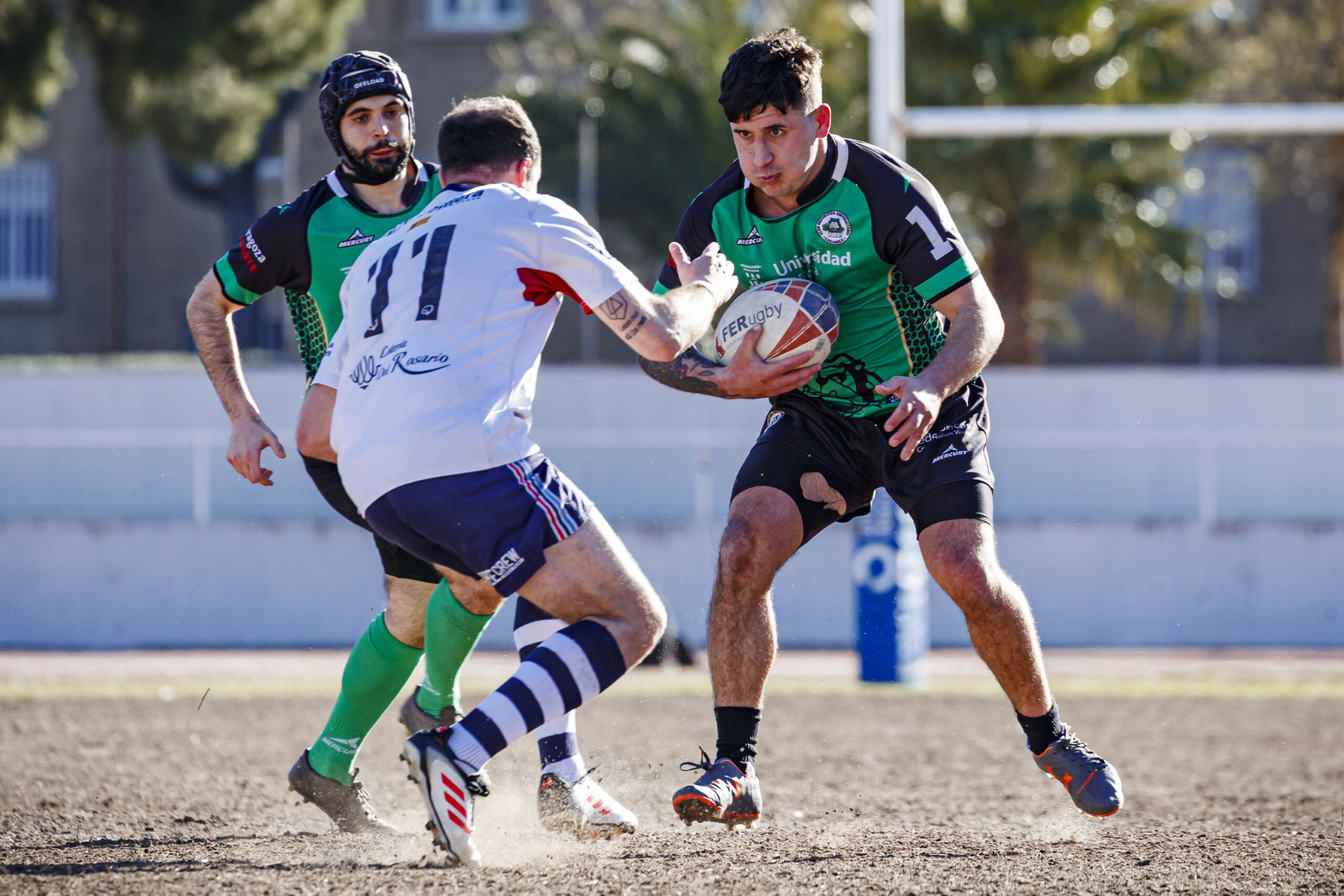 Fotos de rugby masculino correspondientes al partido de la jornada 11 de la Liga Aragonesa entre el CEFA Unizar y el Fénix.