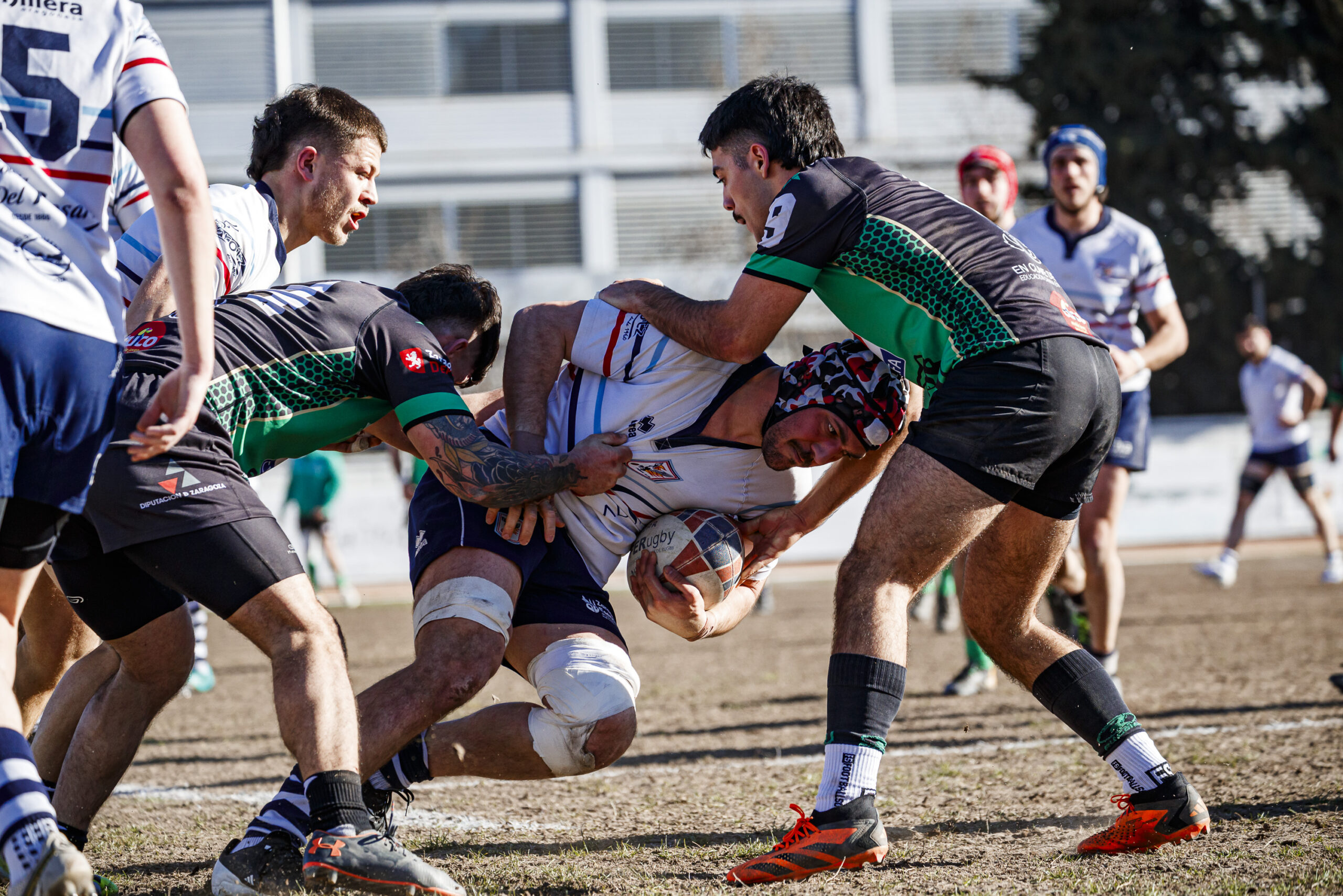 Fotos de rugby masculino correspondientes al partido de la jornada 11 de la Liga Aragonesa entre el CEFA Unizar y el Fénix.