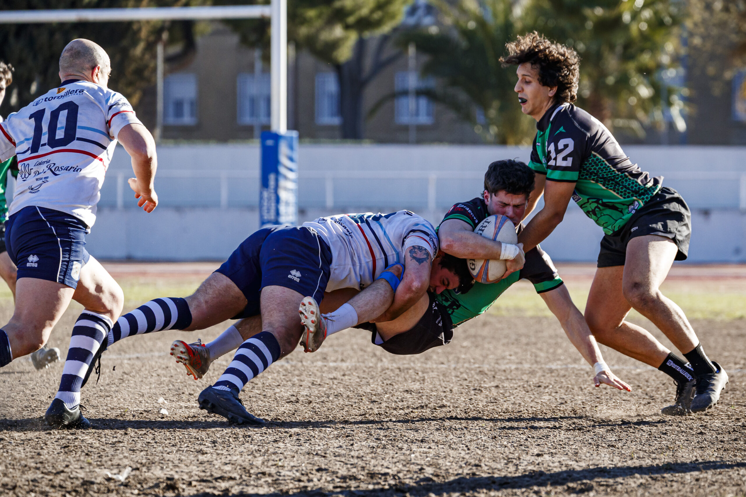 Fotos de rugby masculino correspondientes al partido de la jornada 11 de la Liga Aragonesa entre el CEFA Unizar y el Fénix.