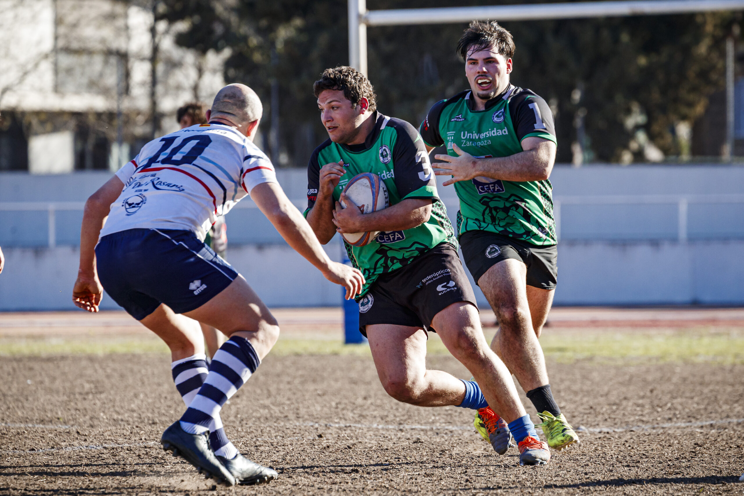 Fotos de rugby masculino correspondientes al partido de la jornada 11 de la Liga Aragonesa entre el CEFA Unizar y el Fénix.