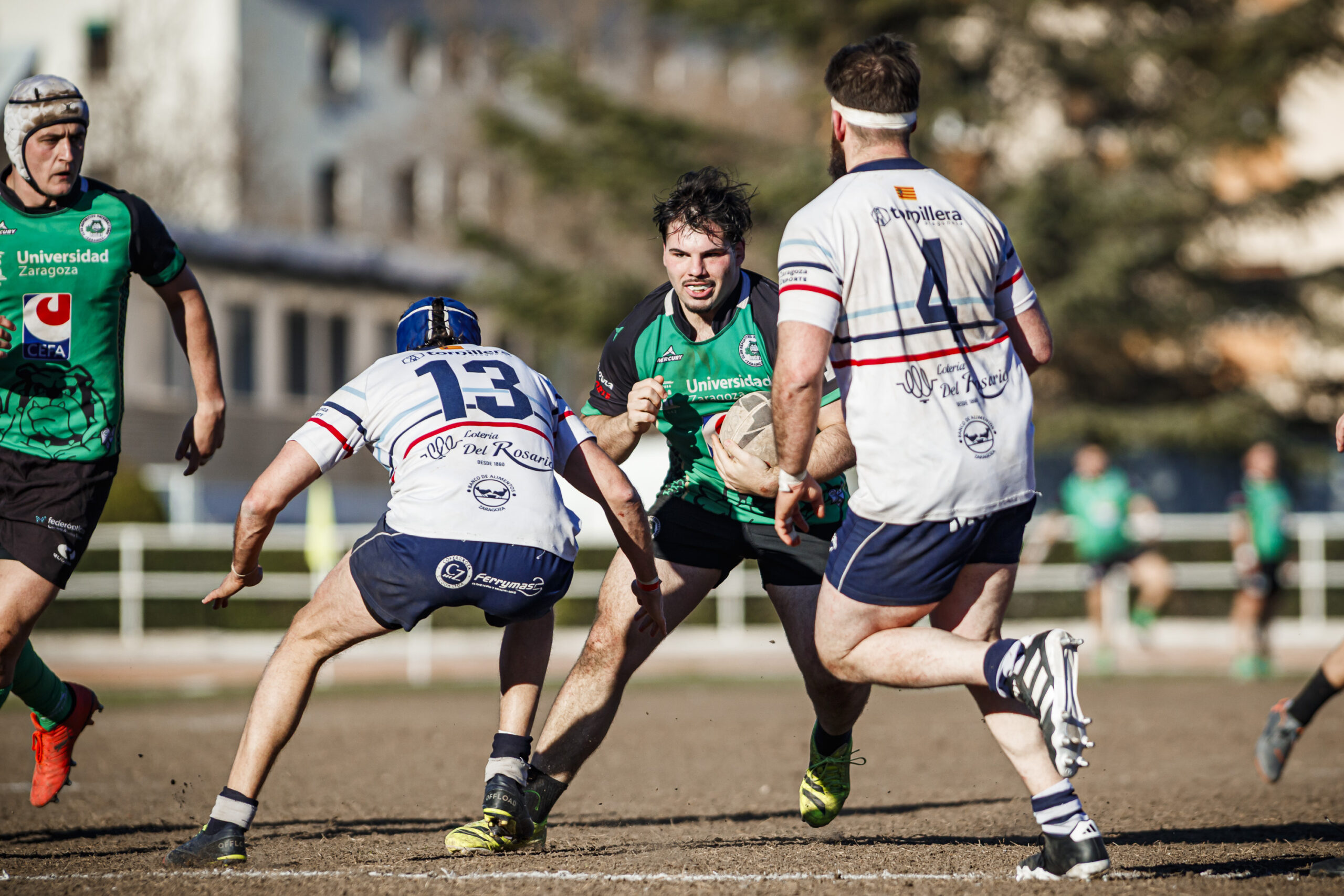 Fotos de rugby masculino correspondientes al partido de la jornada 11 de la Liga Aragonesa entre el CEFA Unizar y el Fénix.