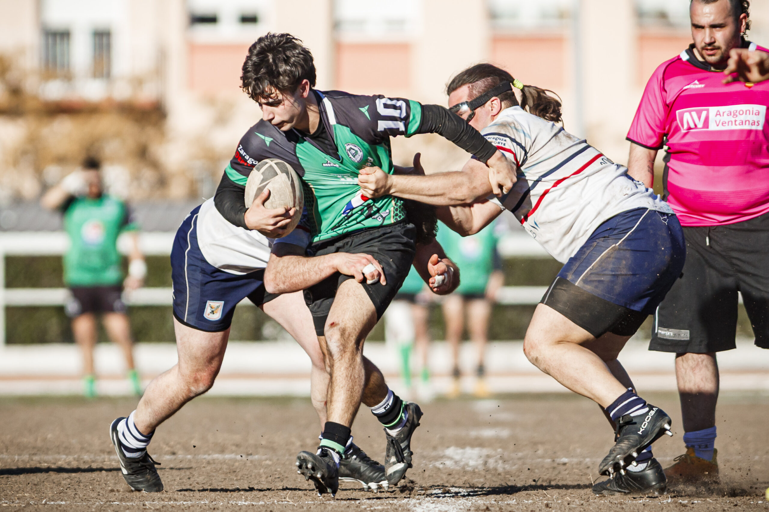 Fotos de rugby masculino correspondientes al partido de la jornada 11 de la Liga Aragonesa entre el CEFA Unizar y el Fénix.