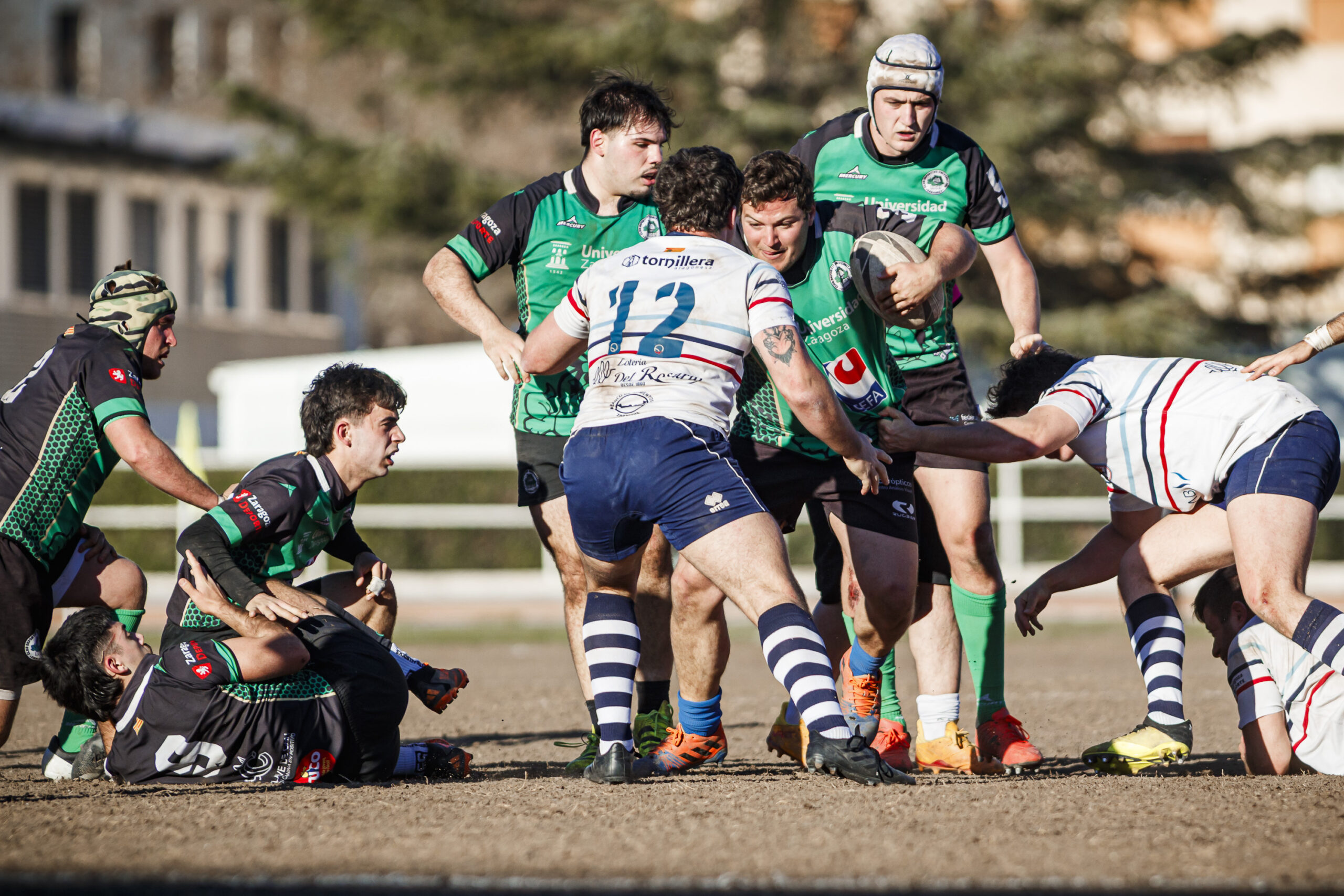 Fotos de rugby masculino correspondientes al partido de la jornada 11 de la Liga Aragonesa entre el CEFA Unizar y el Fénix.