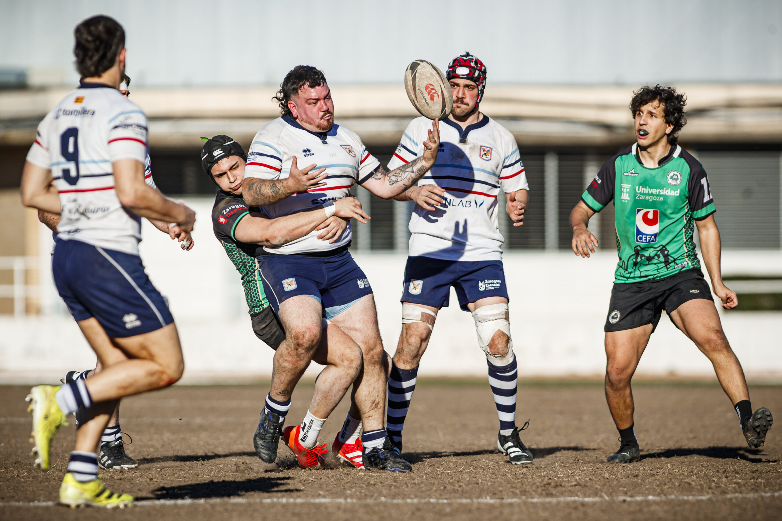 Fotos de rugby masculino correspondientes al partido de la jornada 11 de la Liga Aragonesa entre el CEFA Unizar y el Fénix.
