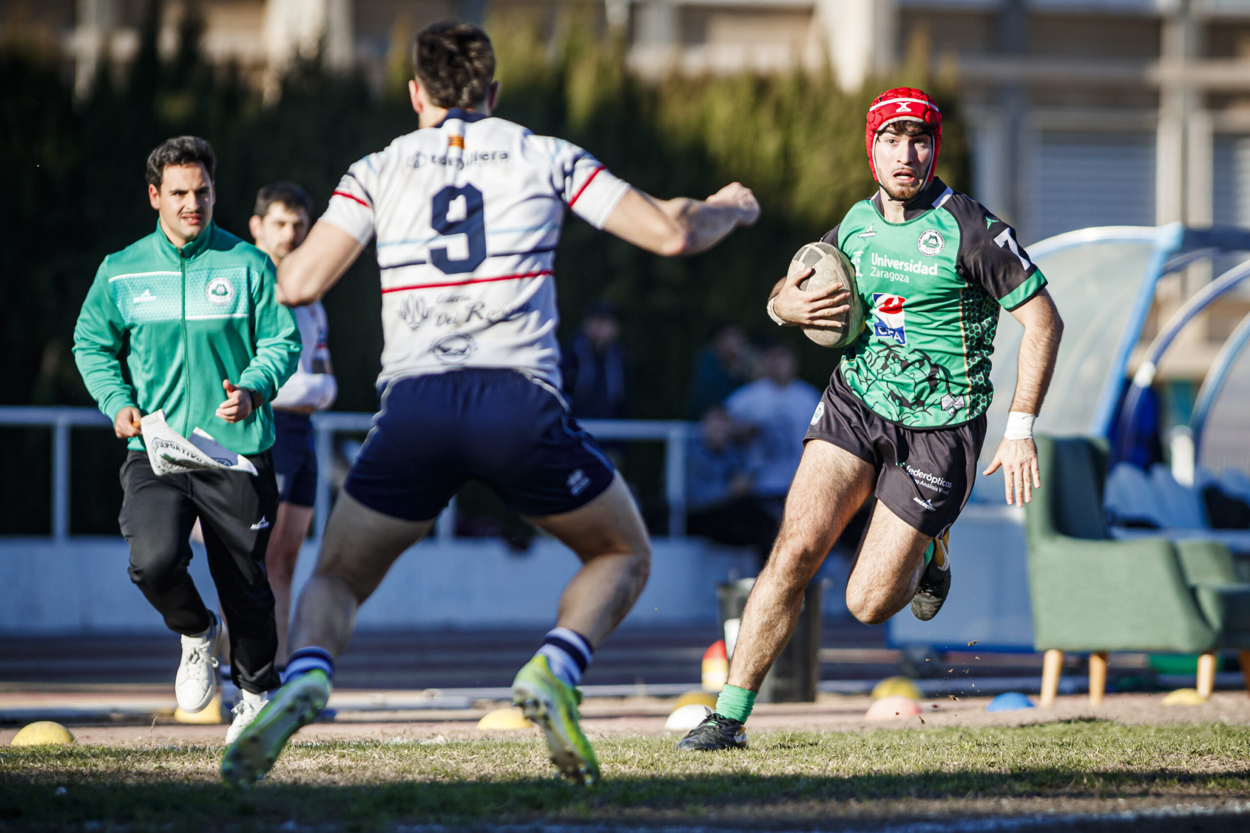 Fotos de rugby masculino correspondientes al partido de la jornada 11 de la Liga Aragonesa entre el CEFA Unizar y el Fénix.
