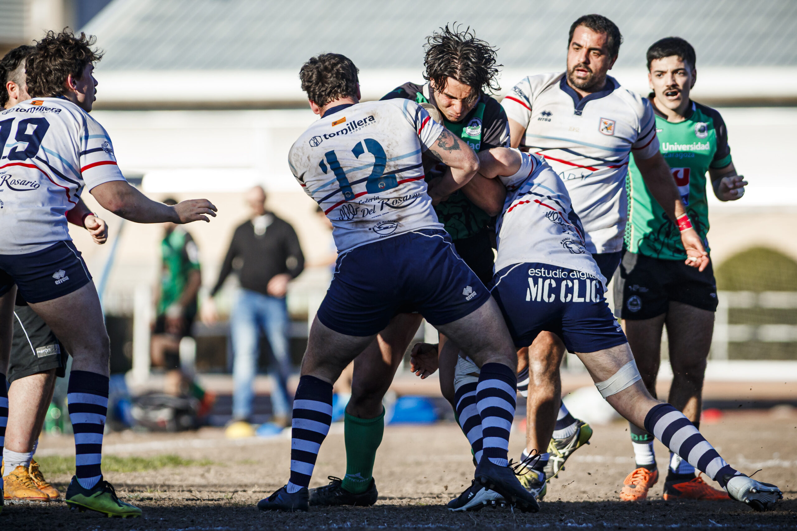 Fotos de rugby masculino correspondientes al partido de la jornada 11 de la Liga Aragonesa entre el CEFA Unizar y el Fénix.